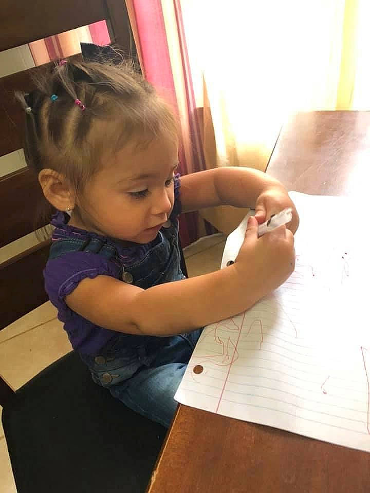 Rosalinda joined the competition — help win amazing prizes! child, child_art, finger, flooring, fun, handwriting, hardwood, homework, office_supplies, person, play, room, sitting, standing, stationery, thumb, toddler, wood, writing, writing_implement