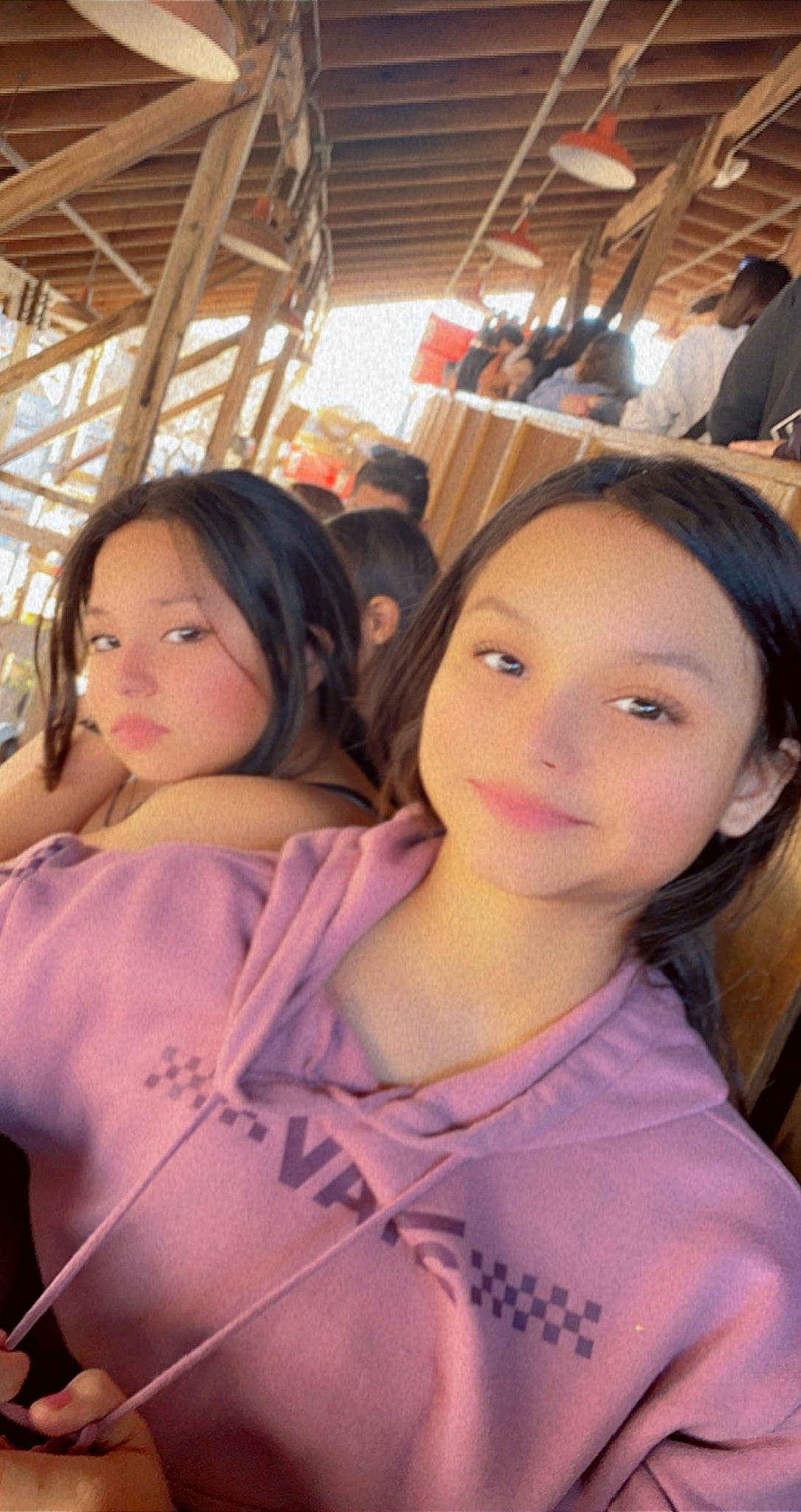 Angel Reyna is registered to the contest to win money with this photo: black_hair, brown_hair, cool, crowd, event, fashion_design, fun, hair, happy, jewellery, joy, leisure, long_hair, magenta, mouth, necklace, person, recreation, skin, tourism