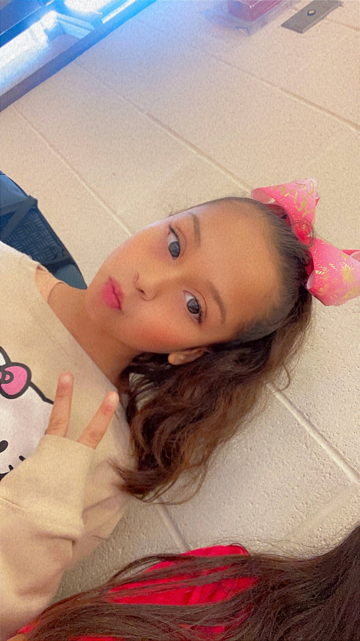 Lexi Reyna is registered to the contest to win money with this photo: beauty, black_hair, chin, cool, eye, eyebrow, eyelash, flash_photography, happy, head, joint, lip, lipstick, long_hair, mouth, neck, pattern, person, pink, shoulder