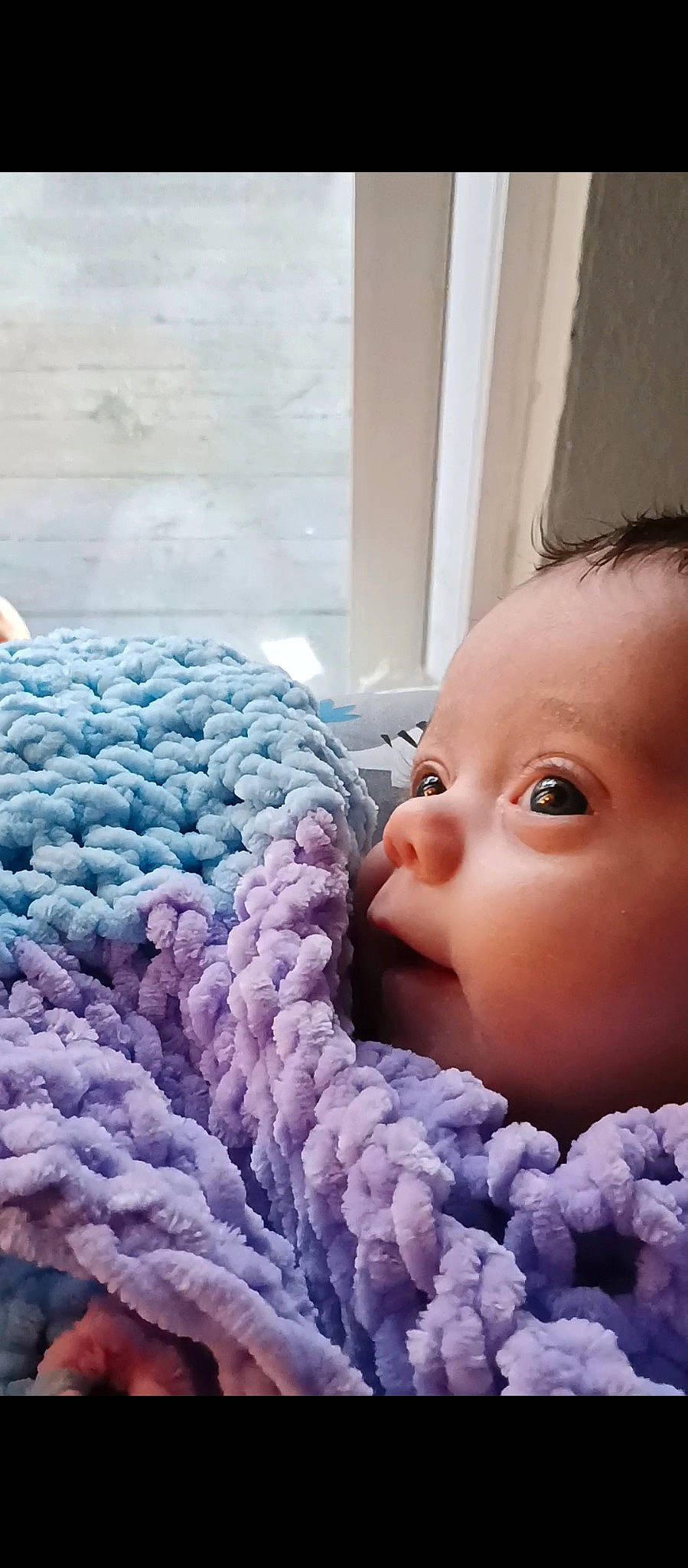 Astoria joined the competition — help win amazing prizes! art, baby, bedding, cheek, child, close_up, comfort, electric_blue, eye, eyelash, happy, head, linens, nose, pattern, person, pink, purple, toddler, wool