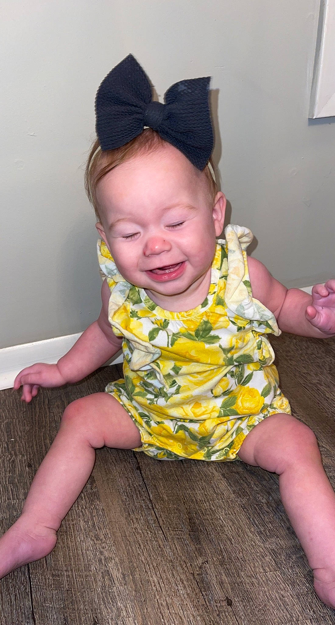 Kimber joined the competition — help win amazing prizes! baby, baby_toddler_clothing, cheek, costume_hat, eye, finger, flooring, happy, hat, human_leg, iris, neck, pattern, person, pink, skin, sleeve, smile, thigh, toddler