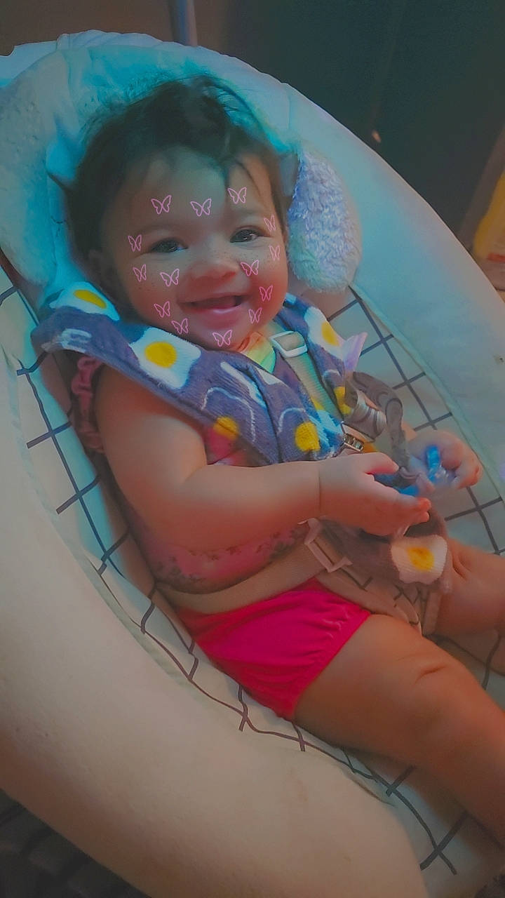 Layliana joined the competition — help win amazing prizes! baby, baby_laughing, baby_products, baby_toddler_clothing, bathing, child, circle, electric_blue, fun, happy, human_leg, joy, leisure, mouth, person, personal_protective_equipment, pink, play, sitting, smile