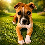 Agustina joined the competition — help win amazing prizes! puppy, dog, grass, outdoor, animal, pet, cute, brown, white_paws, ears, nose, eyes, young, lying_down, nature, sunlight, close_up, adorable, portrait, background_blur