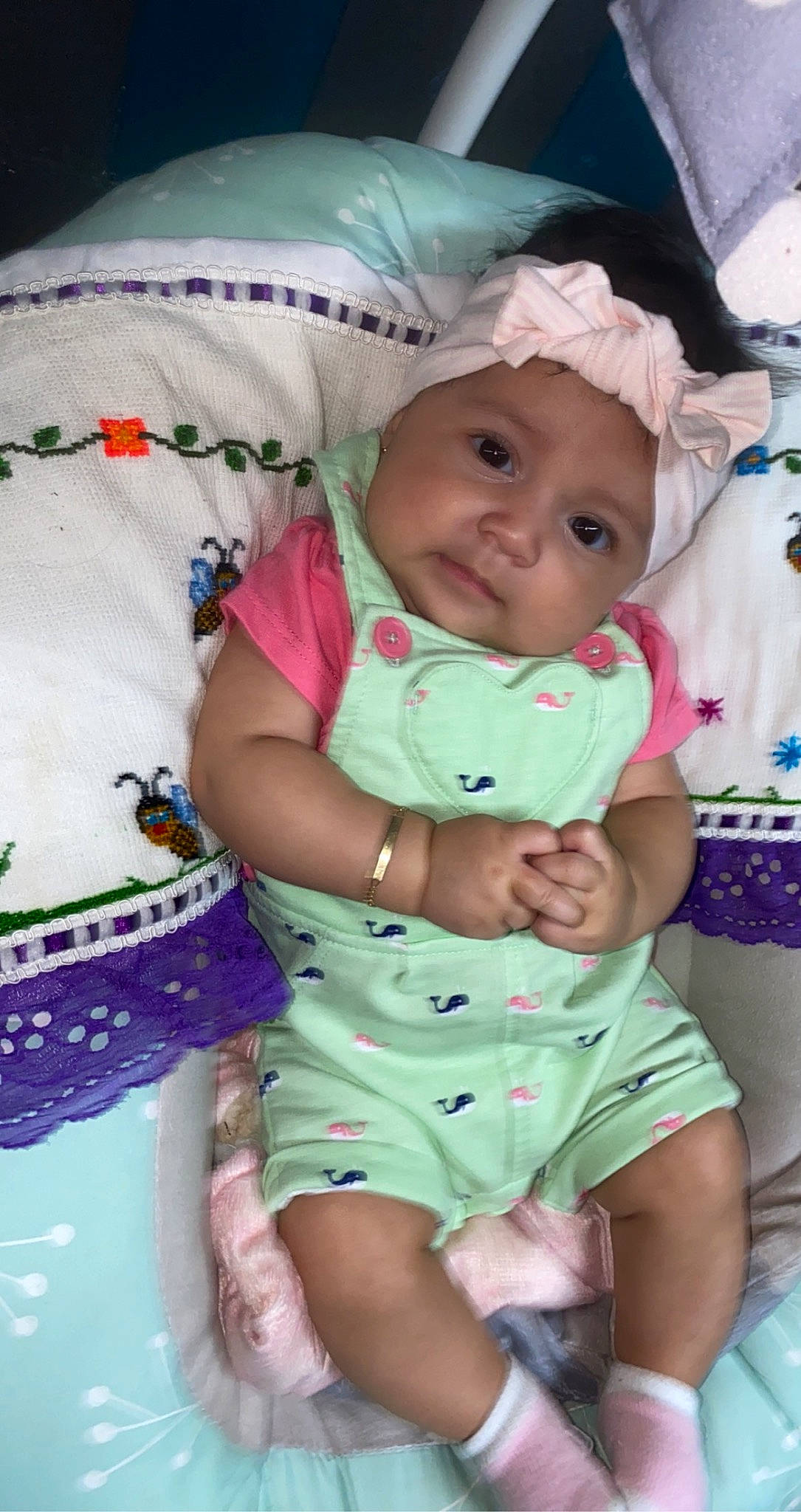 Melanie joined the competition — help win amazing prizes! baby, baby_products, baby_toddler_clothing, cheek, child, dress, eye, face, fun, happy, headwear, iris, person, pink, purple, sitting, skin, sleeve, smile, textile