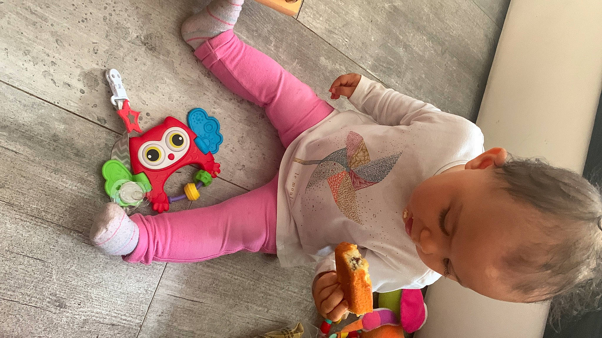 Ruby participe au concours pour gagner de l'argent avec cette photo : arm, baby, child, comfort, finger, fun, hand, happy, head, human_body, human_leg, joint, knee, person, play, plush, room, stuffed_toy, thigh, toddler