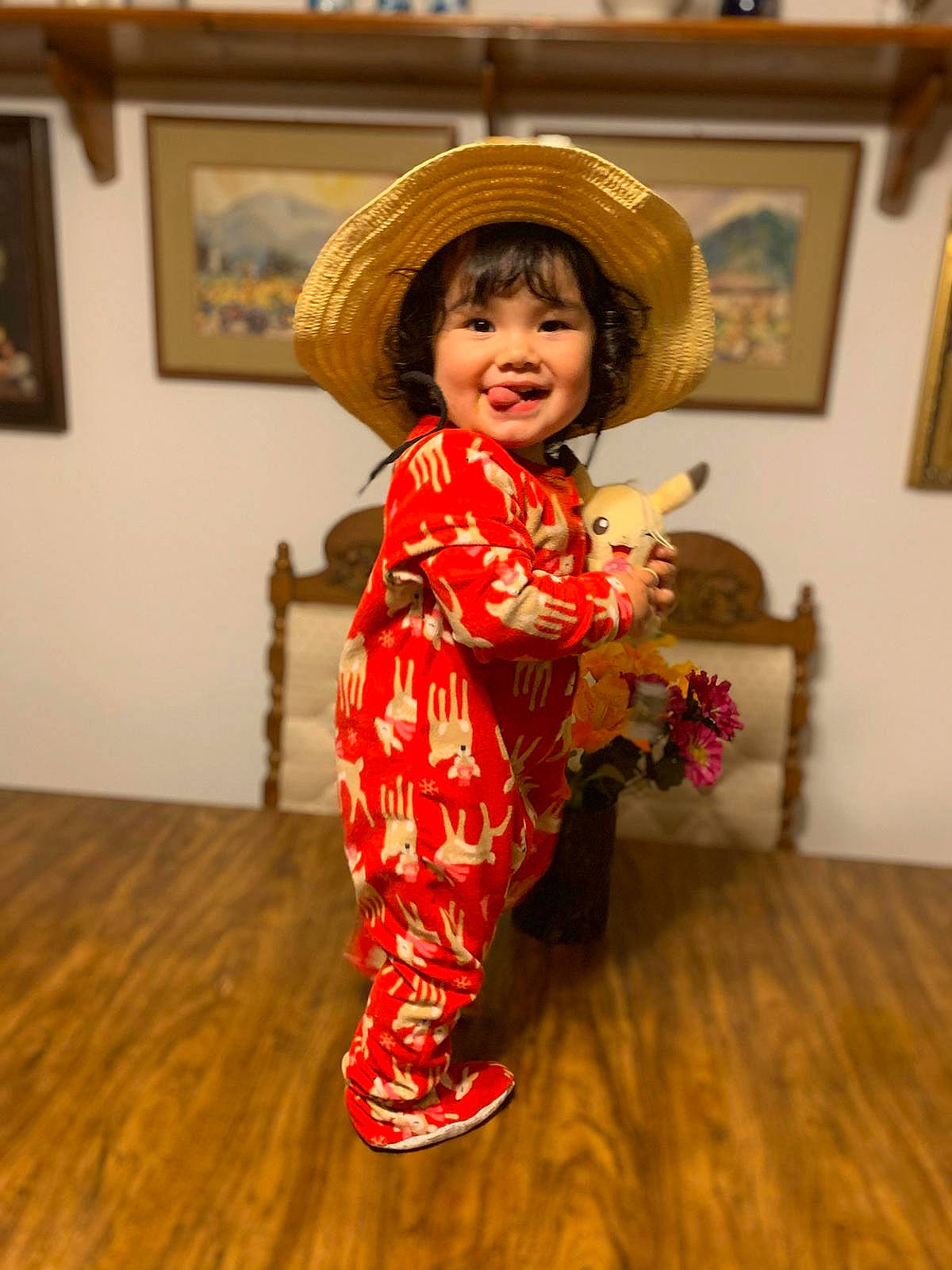 Andrea joined the competition — help win amazing prizes! child, costume, fashion_accessory, hat, headgear, joy, kimono, person, play, smile, standing, toddler