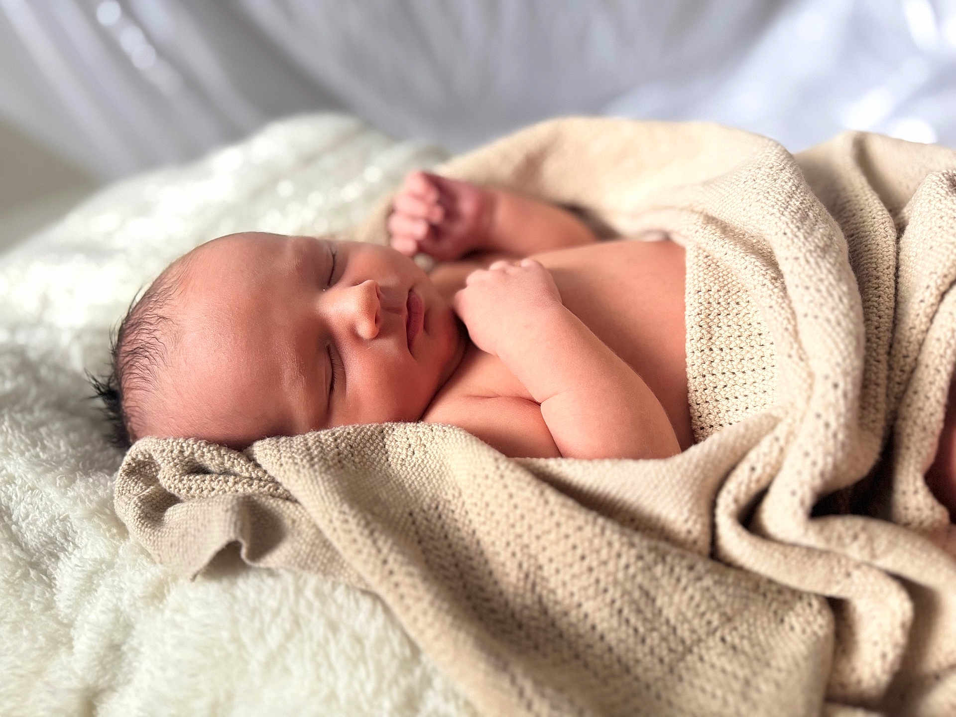 Maxson joined the competition — help win amazing prizes! baby, newborn, sleeping, blanket, soft, knitted, beige, infant, peaceful, wrapped, cute, skin, closeup, resting, toddler, portrait, child, young, comfort, warm