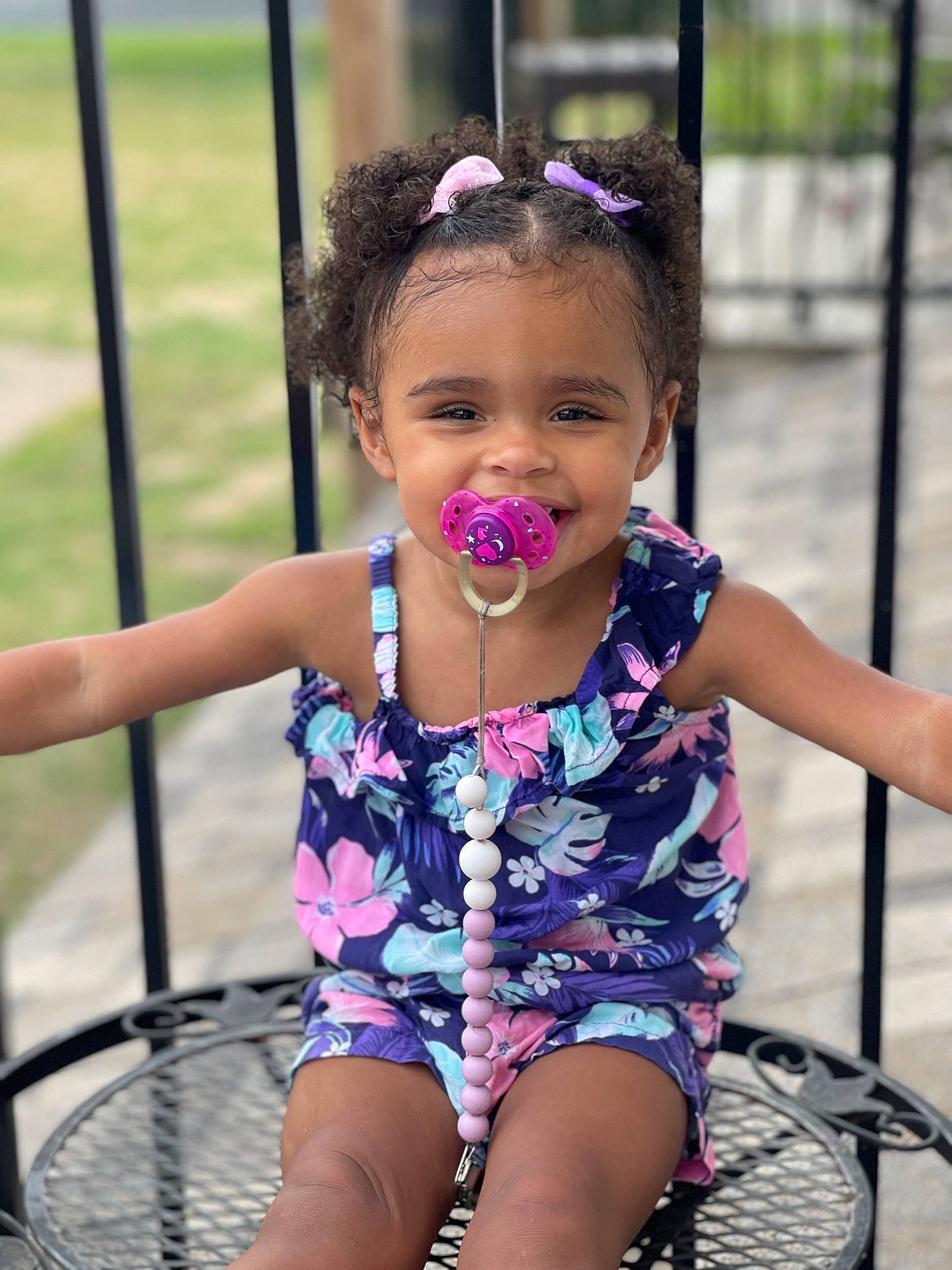Alyse joined the competition — help win amazing prizes! baby_toddler_clothing, beauty, eyewear, fun, grass, happy, human_leg, joy, leisure, person, photograph, pink, public_space, purple, recreation, shorts, skin, snapshot, summer, thigh