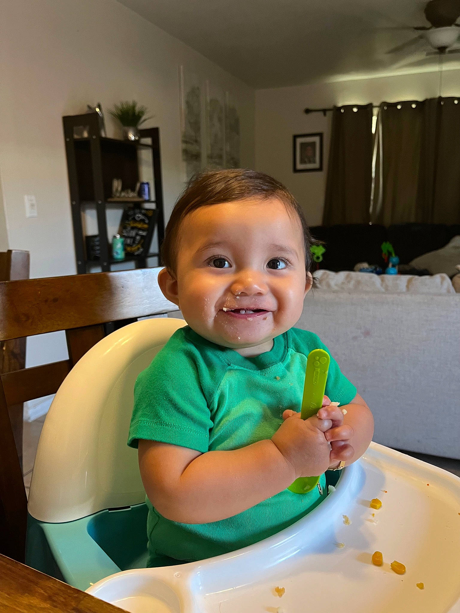 Jesus joined the competition — help win amazing prizes! baby, baby_toddler_clothing, chair, cheek, comfort, dishware, flooring, fun, happy, joy, person, picture_frame, plate, room, serveware, sitting, smile, t_shirt, table, tableware