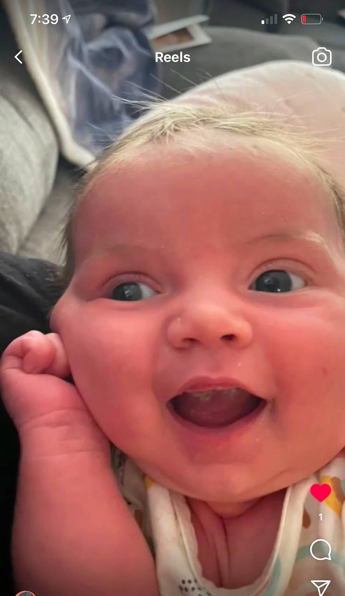 Georgia is registered to the contest to win money with this photo: cheek, chin, ear, eye, eyebrow, eyelash, face, facial_expression, forehead, hairstyle, head, human_body, lip, mouth, nose, organ, person, skin, smile, tongue