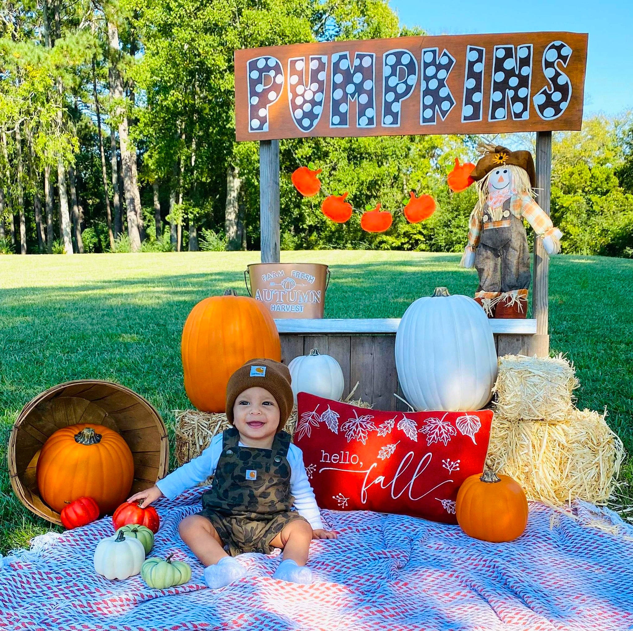 River joined the competition — help win amazing prizes! adaptation, botany, calabaza, cucurbita, fun, gourd, grass, green, happy, headwear, joy, leaf, leisure, nature, orange, people, people_in_nature, person, plant, pumpkin