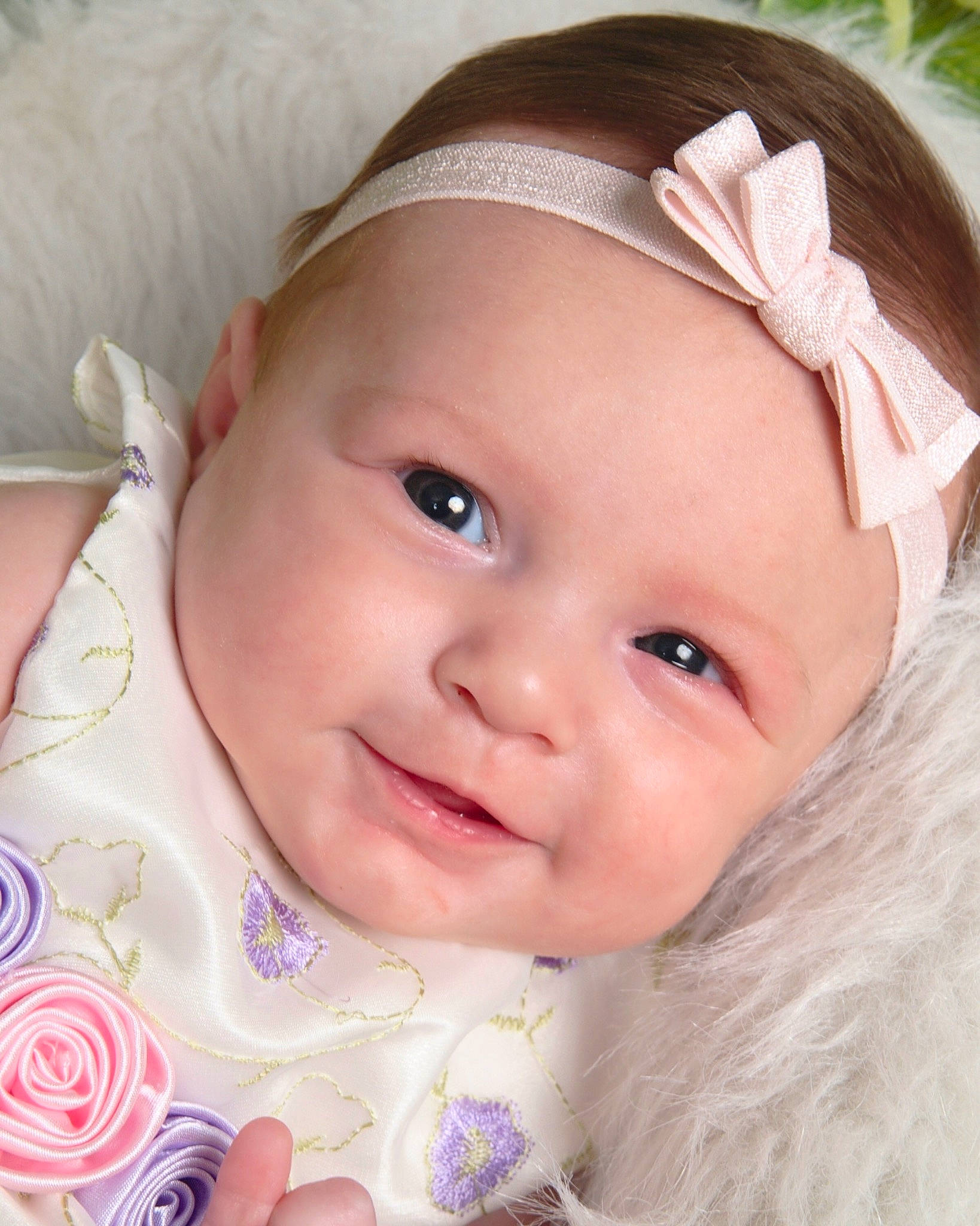 Evelyn joined the competition — help win amazing prizes! baby, brown_hair, cheek, child, eye, face, fashion_accessory, forehead, hair_accessory, head, headband, headgear, headpiece, iris, lip, person, photography, pink, skin, smile