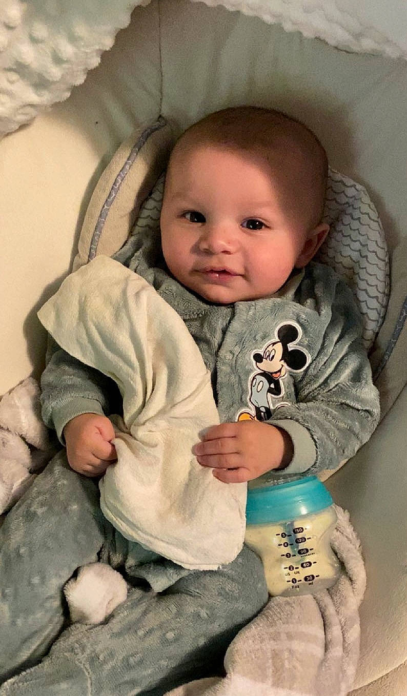 Jaxton joined the competition — help win amazing prizes! baby, baby_toddler_clothing, cheek, chin, comfort, eye, face, facial_expression, finger, hairstyle, happy, head, iris, mouth, nose, outerwear, person, skin, sleeve, smile