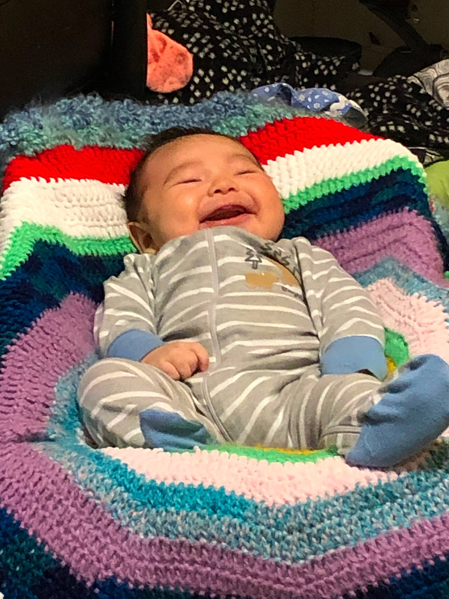 Phillip joined the competition — help win amazing prizes! art, baby, bedtime, blanket, child, craft, crochet, knitting, linens, nap, person, product, sleep, textile, toddler, wool, woolen