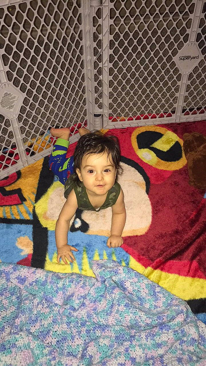 Adan joined the competition — help win amazing prizes! art, child, fun, leisure, linens, person, play, quilt, textile, toddler