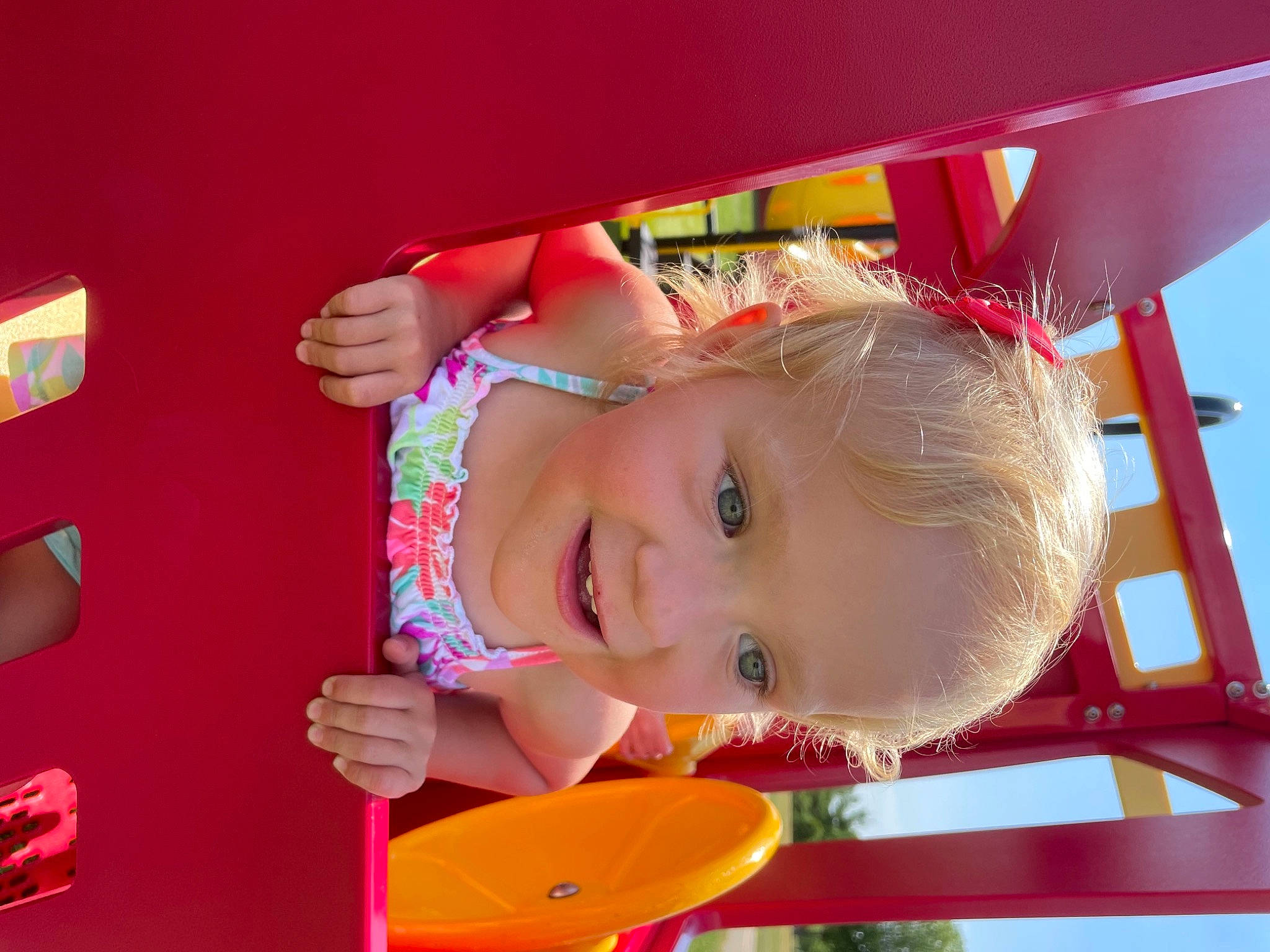 Natasha joined the competition — help win amazing prizes! baby, baby_playing_with_toys, baby_products, baby_toddler_clothing, baby_toys, cheek, child, city, fun, happy, joy, leisure, magenta, outdoor_play_equipment, person, play, playground, recreation, room, sky