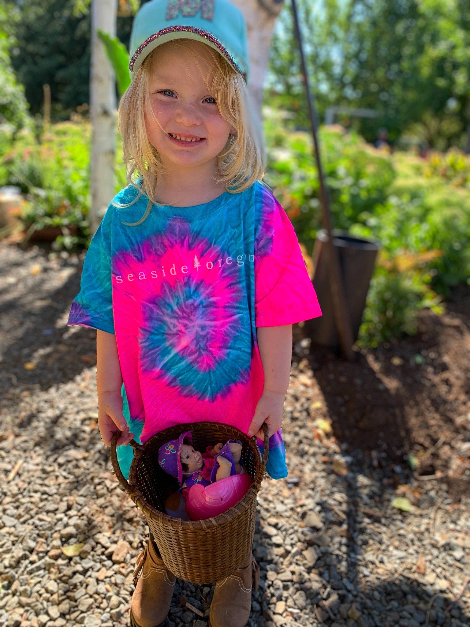 Miyah joined the competition — help win amazing prizes! adaptation, baby_toddler_clothing, child, costume, fashion_accessory, headgear, headwear, joy, magenta, organism, outerwear, person, pink, plant, play, sleeve, smile, t_shirt, textile, toddler