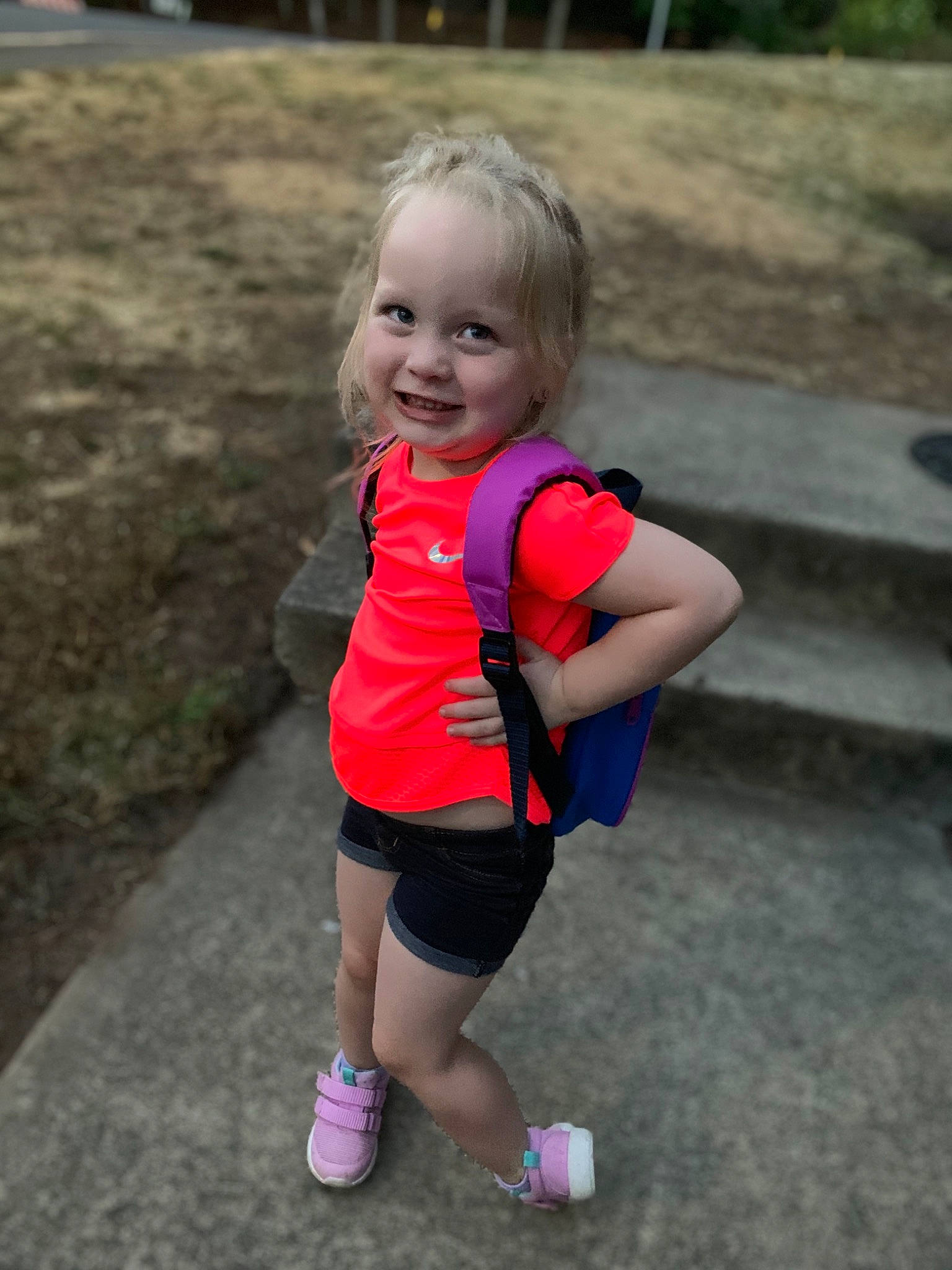 Miyah is registered to the contest to win money with this photo: child, fun, joy, leisure, person, personal_protective_equipment, pink, play, recreation, running, smile, summer, toddler, vacation