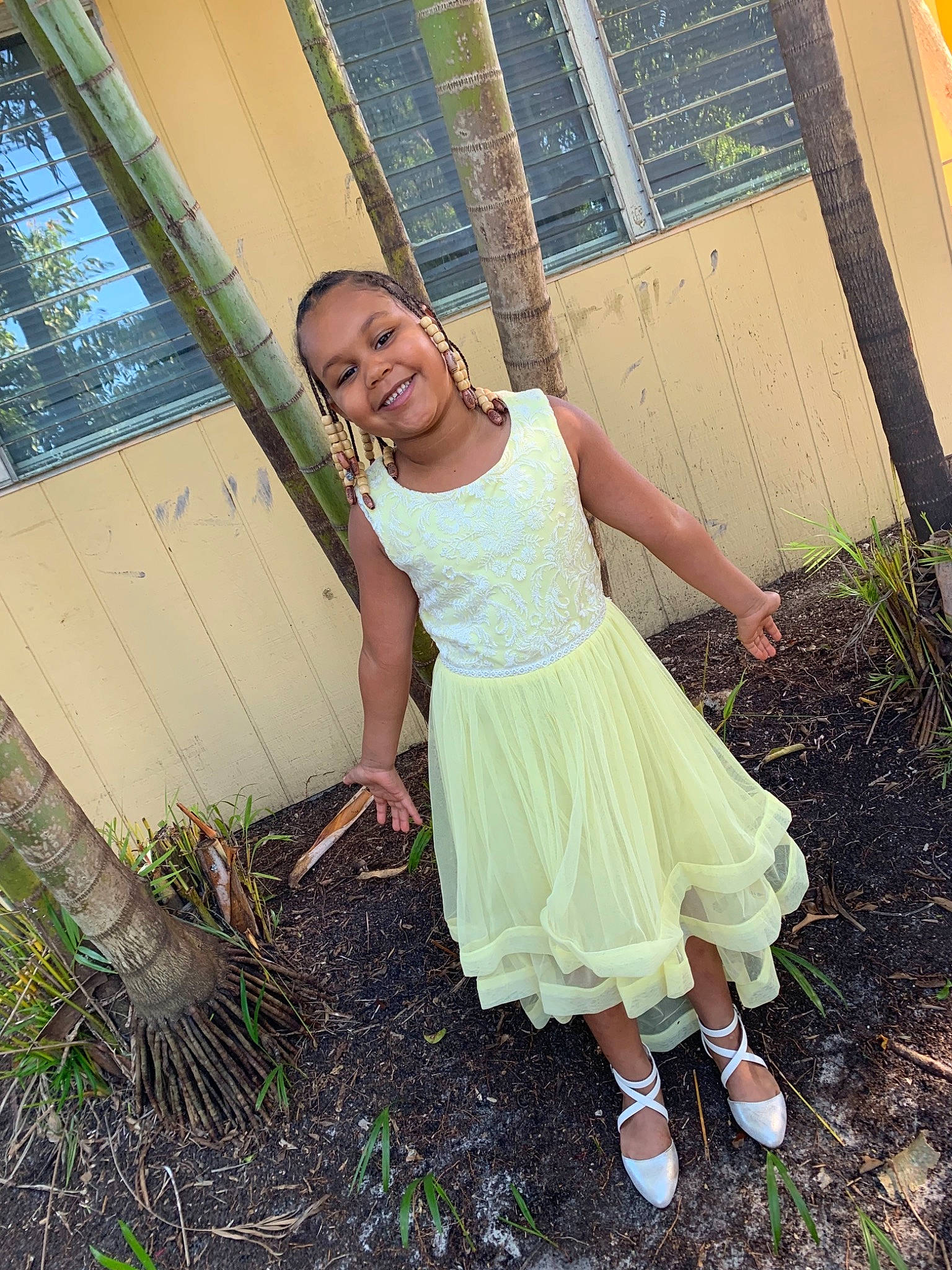 Tylah Ethier is registered to the contest to win money with this photo: beauty, child, dress, fawn, footwear, garden, grass, green, happy, house, joy, lady, long_hair, person, photo_shoot, photography, plant, smile, tree, vacation