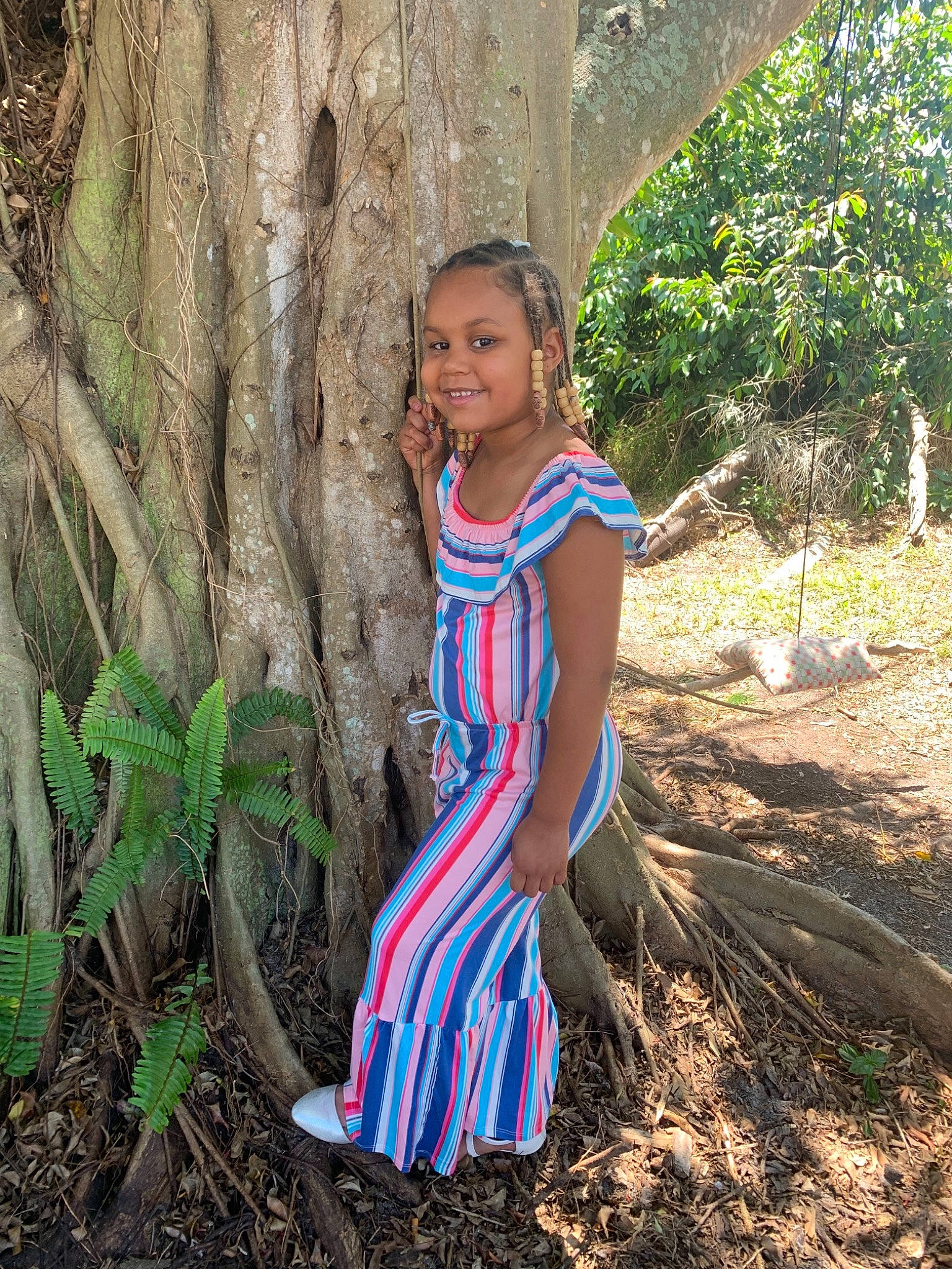 Tylah Ethier is registered to the contest to win money with this photo: adaptation, child, dress, joy, lady, long_hair, people, person, photo_shoot, plant, smile, soil, tree, tribe, trunk, vacation