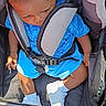 Jayden joined the competition — help win amazing prizes! toddler, child, stroller, blue_clothing, curly_hair, sneakers, pacifier, baby, seatbelt, outdoor, sunlight, hand, footwear, infant, casual_wear, baby_accessory, baby_boy, baby_shoes, seat, baby_care