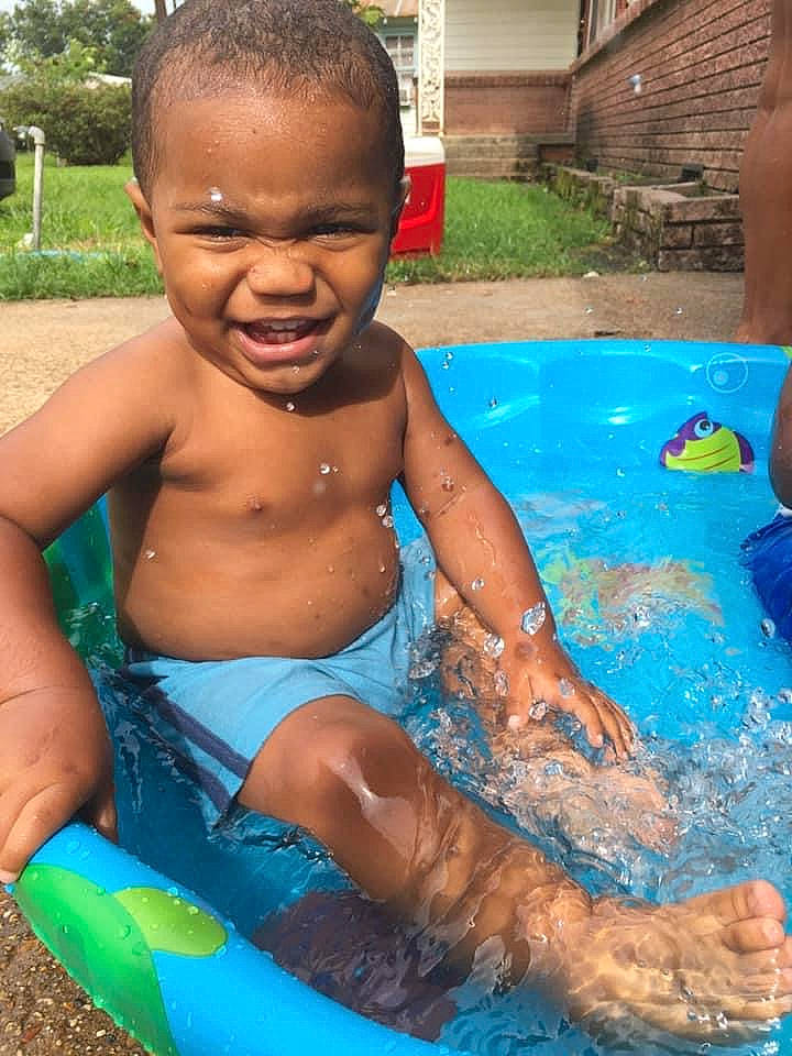 Dazyon joined the competition — help win amazing prizes! barechested, bathing, blue, chest, child, facial_expression, fun, grass, green, happy, human_settlement, leisure, person, plant, play, recreation, smile, swimming_pool, thigh, toddler