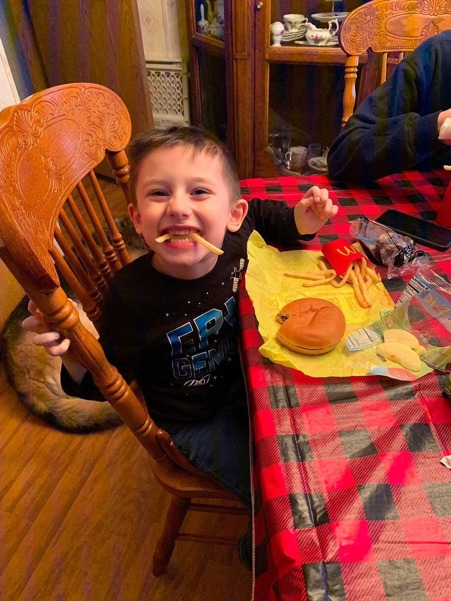 Gavin joined the competition — help win amazing prizes! chair, child, joy, people, person, room, smile, textile, toddler, vacation, wood