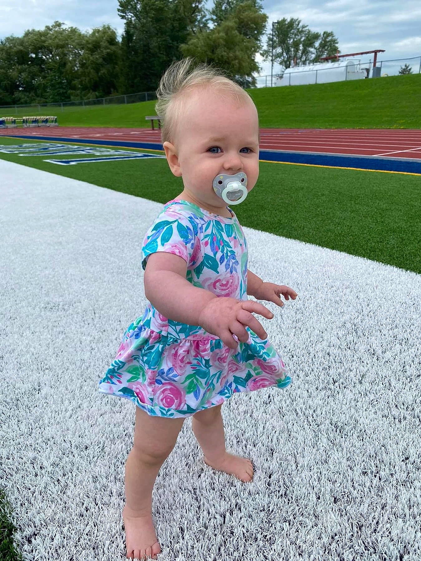 Charlotte joined the competition — help win amazing prizes! asphalt, baby_toddler_clothing, blue, child, cloud, facial_expression, fun, grass, grass_family, leaf, leisure, people_in_nature, person, pink, plant, public_space, recreation, sky, standing, toddler