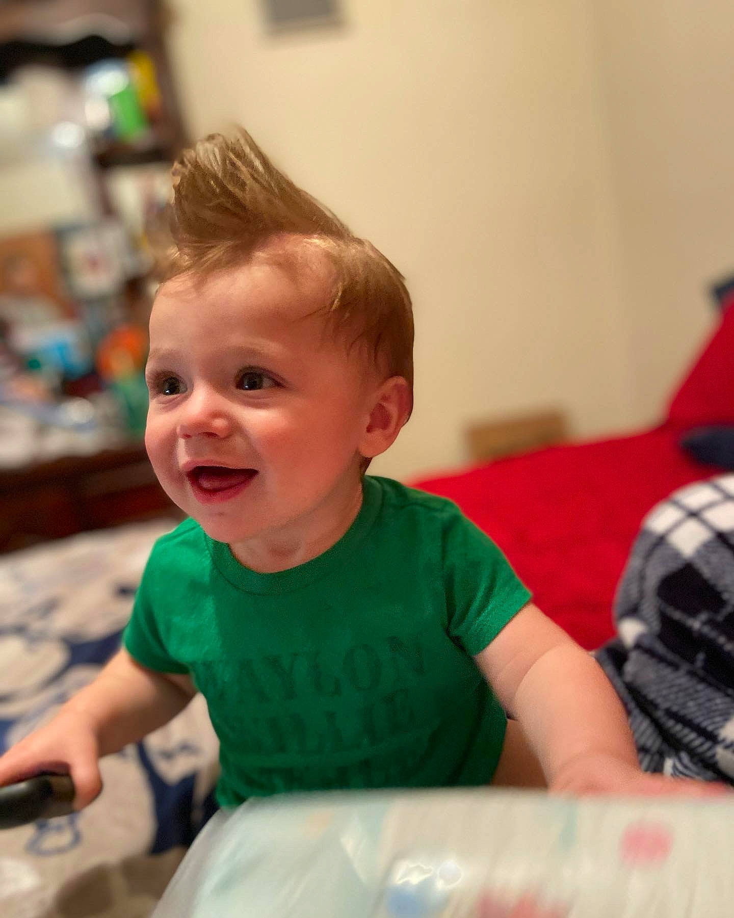 John Dayton joined the competition — help win amazing prizes! baby, baby_toddler_clothing, cheek, child, event, face, fun, hairstyle, happy, head, iris, pattern, person, plaid, recreation, room, sitting, smile, t_shirt, tartan