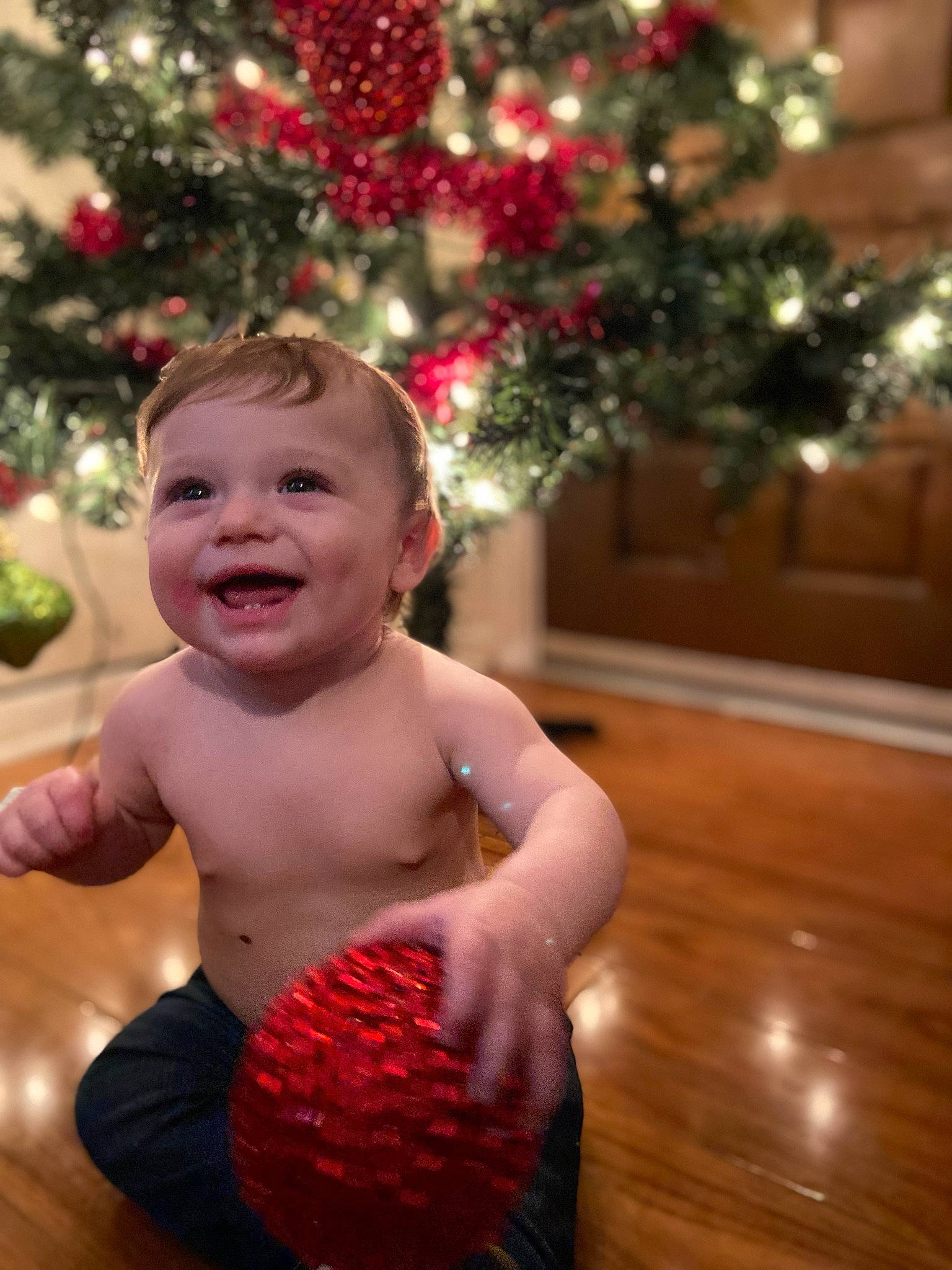 John Dayton joined the competition — help win amazing prizes! abdomen, arm, baby, baby_toddler_clothing, child, christmas_ornament, event, flooring, fun, hand, happy, holiday, joy, ornament, people_in_nature, person, smile, thumb, toddler, tree