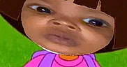 Malaya is registered to the contest to win money with this photo: child_face, cartoon_character, face_swap, animation, digital_art, green_background, backpack, pink_shirt, orange_pants, bracelets, hybrid_image, funny, surreal, outdoor_scene, grass, trees, mixed_media, portrait, expression, digital_edit