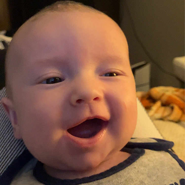 Noah joined the competition — help win amazing prizes! baby, babylaughing, bodypart, clothing, computerhardware, electronics, face, happy, hardware, head, laughing, monitor, mouth, person, photography, portrait, screen, smile, teeth, tv