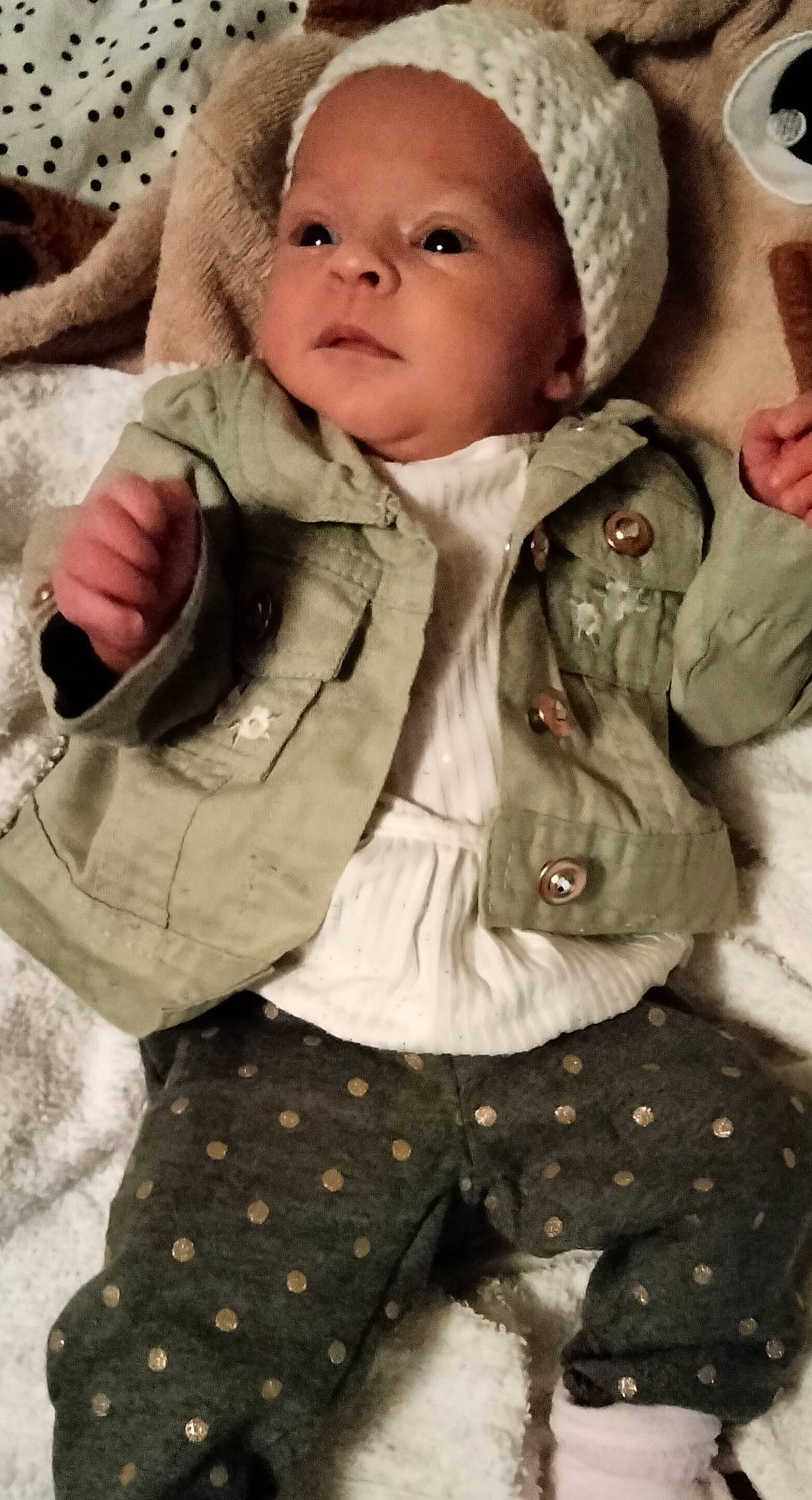 Kenzie is registered to the contest to win money with this photo: baby, baby_toddler_clothing, beauty, camouflage, cap, cheek, child, comfort, face, facial_expression, gesture, military_camouflage, nose, organ, outerwear, person, photograph, skin, sleeve, toddler