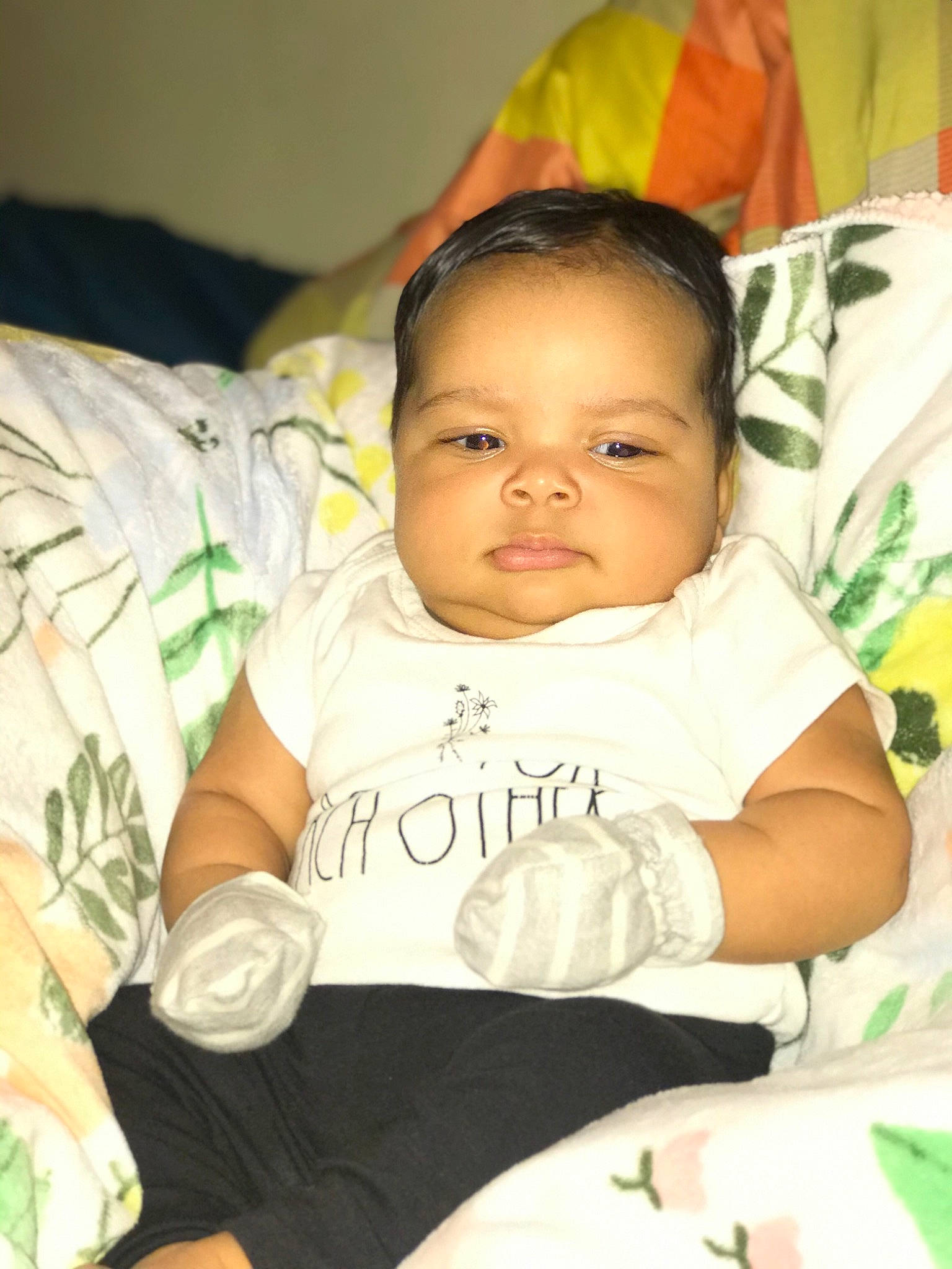 Embry joined the competition — help win amazing prizes! baby, baby_toddler_clothing, cheek, child, comfort, eye, eyebrow, facial_expression, finger, hairstyle, happy, head, iris, mouth, nose, person, skin, sleeve, smile, textile