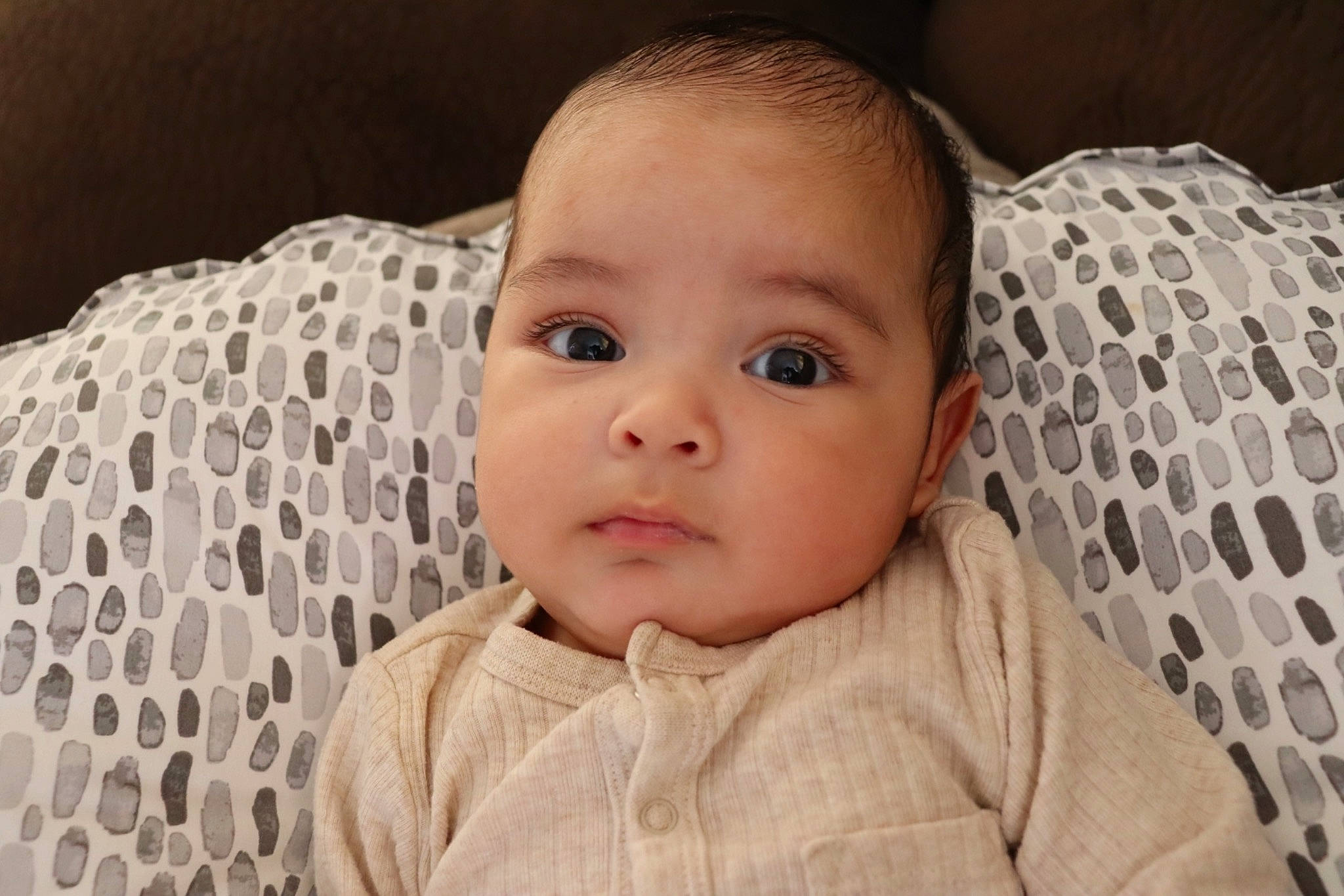 Louis joined the competition — help win amazing prizes! baby, baby_toddler_clothing, cheek, child, chin, comfort, eye, eyelash, grass, happy, linens, lip, nose, pattern, person, sitting, skin, sleeve, smile, toddler