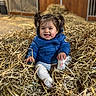 Charlie participe au concours pour gagner de l'argent avec cette photo : baby, barn, blue_jacket, child, cozy, cute, face, fun, happy, hay, indoor, person, pigtails, playful, rustic, sitting, smiling, toddler, warm, winter_clothing