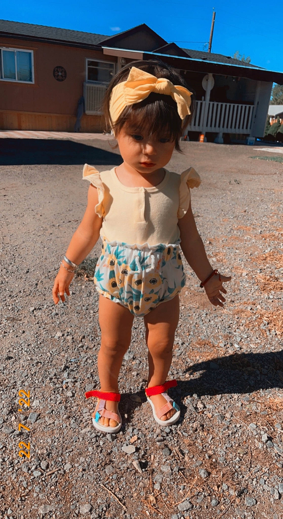 Ezlyn is registered to the contest to win money with this photo: asphalt, child, electric_blue, fun, grass, happy, human_leg, human_settlement, landscape, leisure, people_in_nature, person, public_space, road, sand, shorts, summer, t_shirt, thigh, toddler