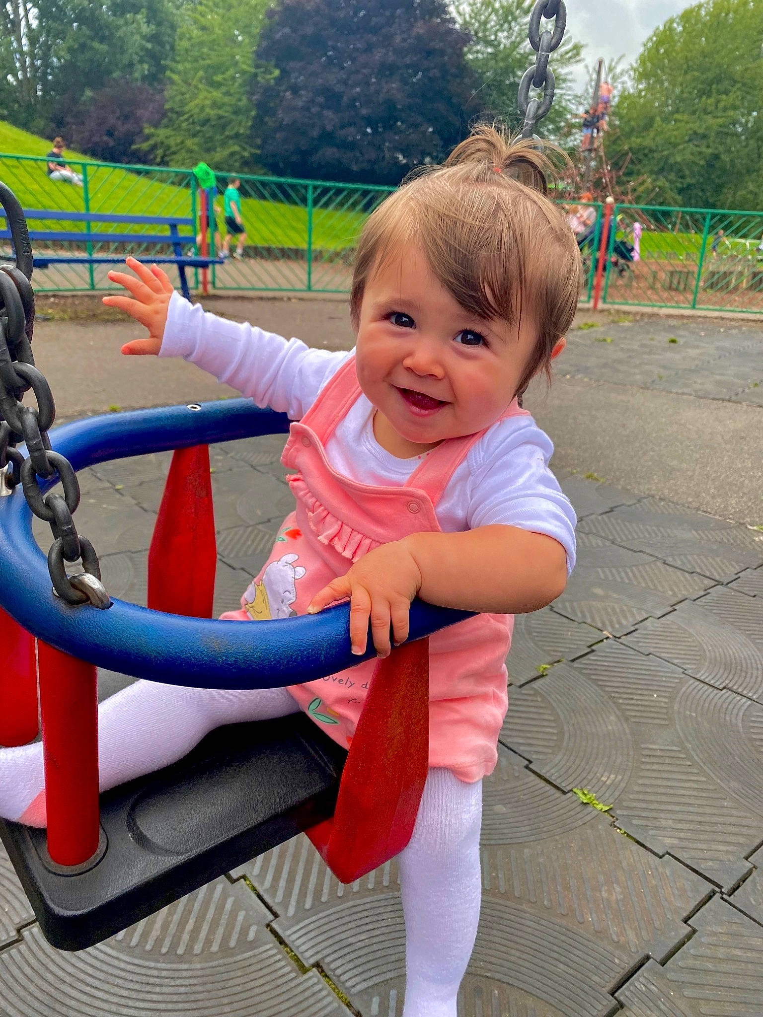 Adalynn joined the competition — help win amazing prizes! baby_toddler_clothing, child, city, electric_blue, fun, grass, happy, human_settlement, joy, leisure, outdoor_recreation, person, pink, public_space, recreation, riding_toy, smile, tire, toddler, travel