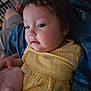 Serena joined the competition — help win amazing prizes! baby, child, yellow_clothing, plush_toy, pink_toy, curly_hair, face, portrait, indoor, soft_lighting, closeup, person, comfort, cuddle, baby_girl, cute, expression, skin, hand, relaxation
