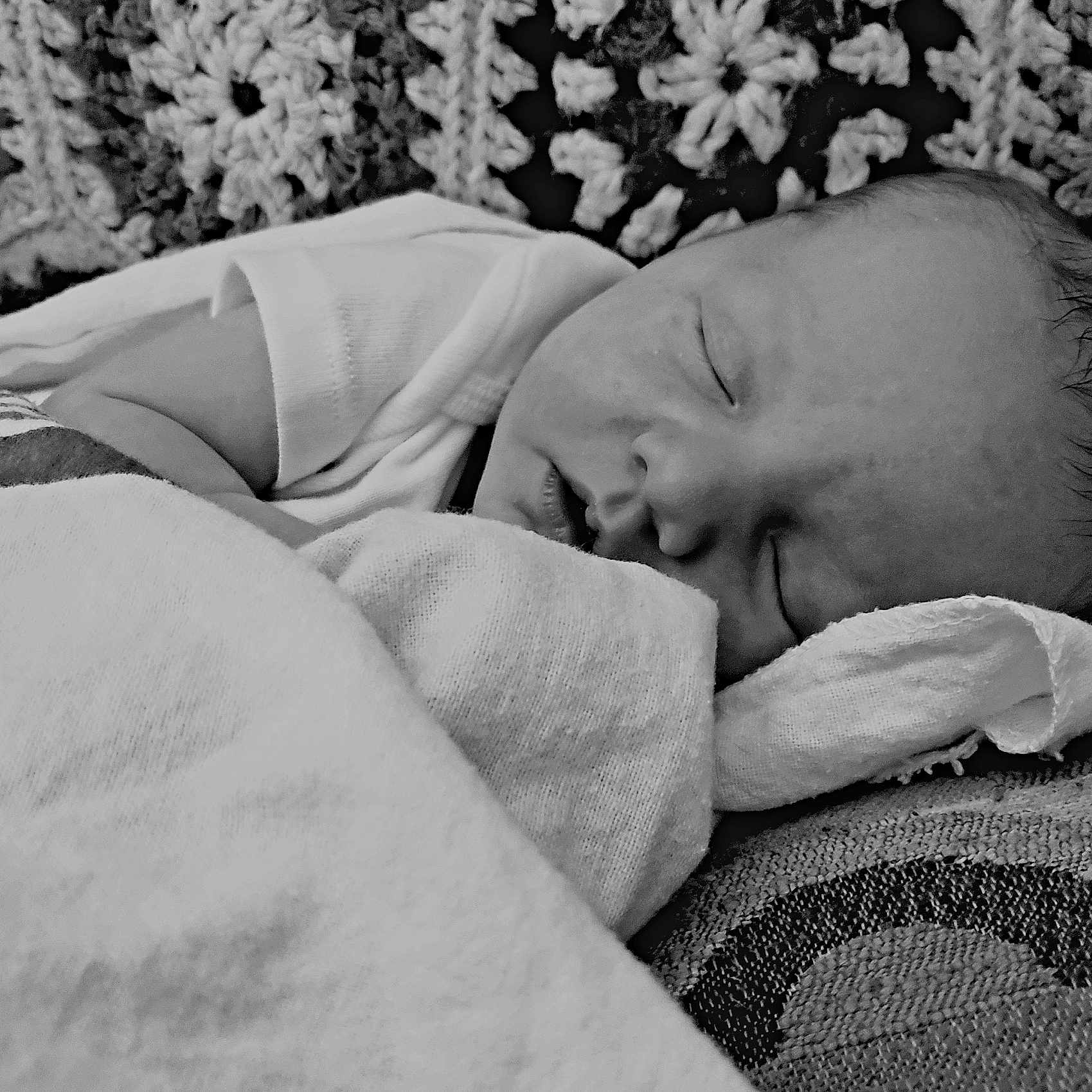 Kavick joined the competition — help win amazing prizes! baby, blanket, child, closeup, comfort, cozy, crochet, fabric, face, head, infant, monochrome, napping, newborn, peaceful, portrait, rest, sleeping, soft, texture