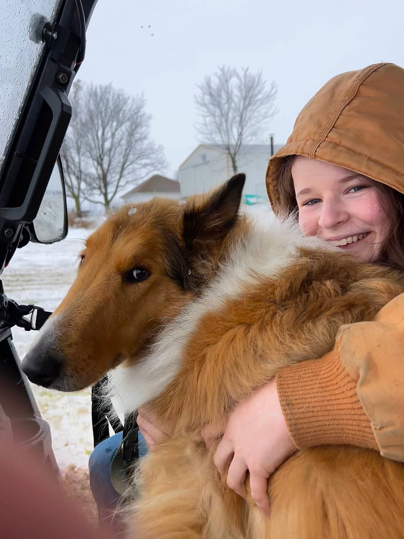Dierks joined the competition — help win amazing prizes! borzoi, canidae, cap, carnivore, collie, companion_dog, dog, dog_breed, fawn, fur, giant_dog_breed, happy, sky, smile, snout, snow, sporting_group, tree, winter, working_animal
