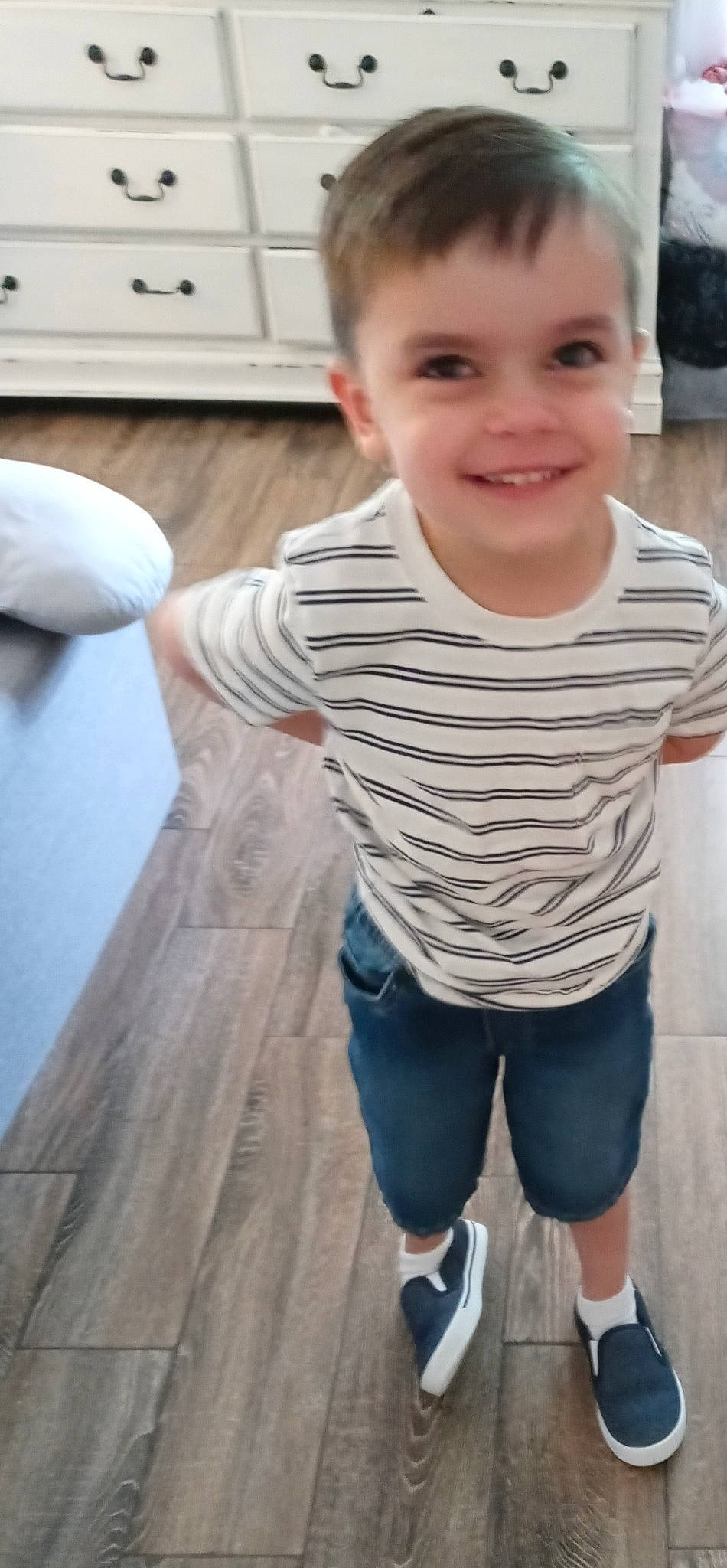 Corbyn joined the competition — help win amazing prizes! arm, baby, cheek, child, child_model, cool, floor, flooring, joy, leg, person, play, shoe, skin, sleeve, smile, standing, t_shirt, toddler, wood