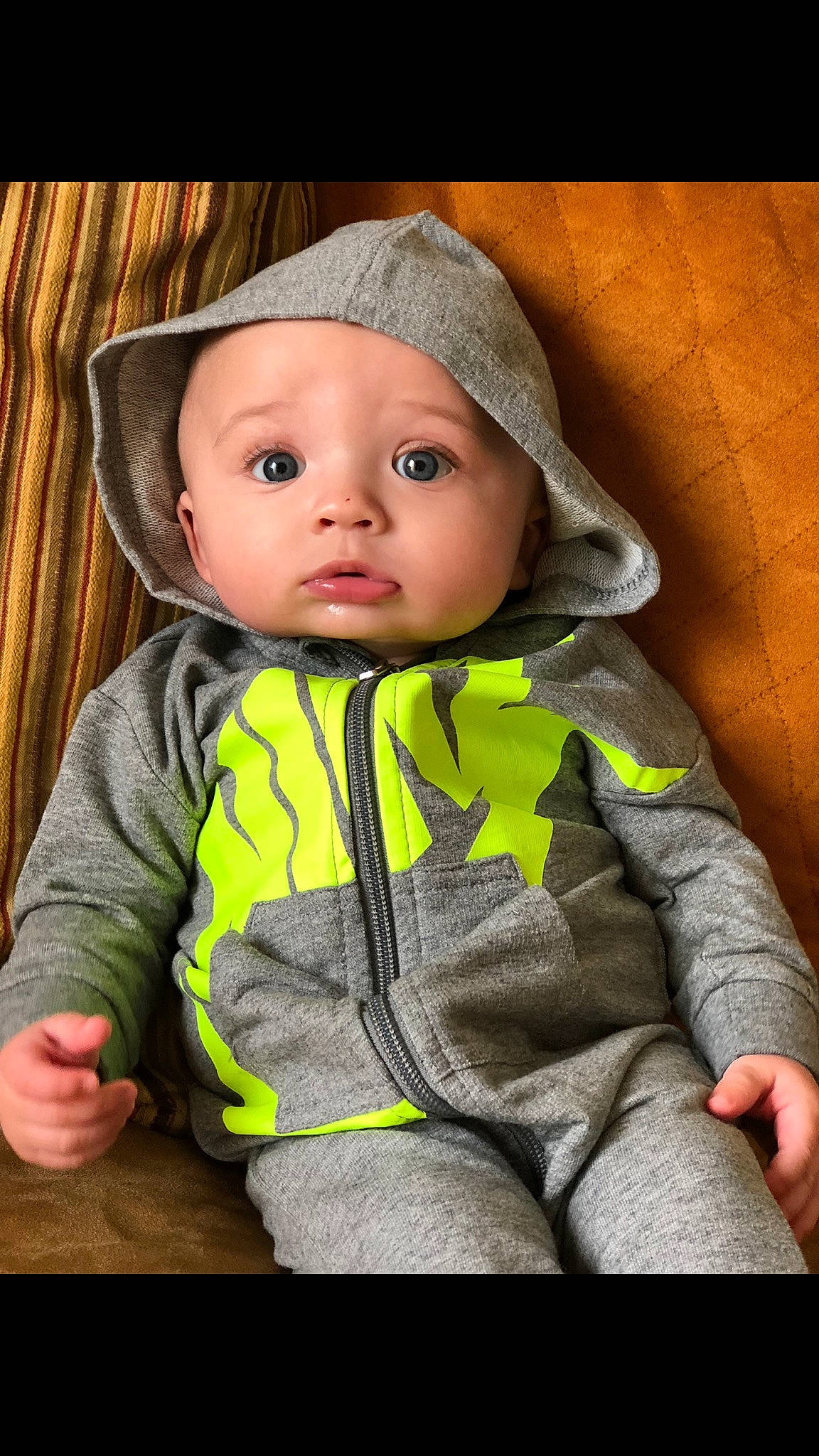 Zayne joined the competition — help win amazing prizes! baby, cheek, child, child_model, hood, hoodie, jacket, outerwear, person, skin, sleeve, toddler