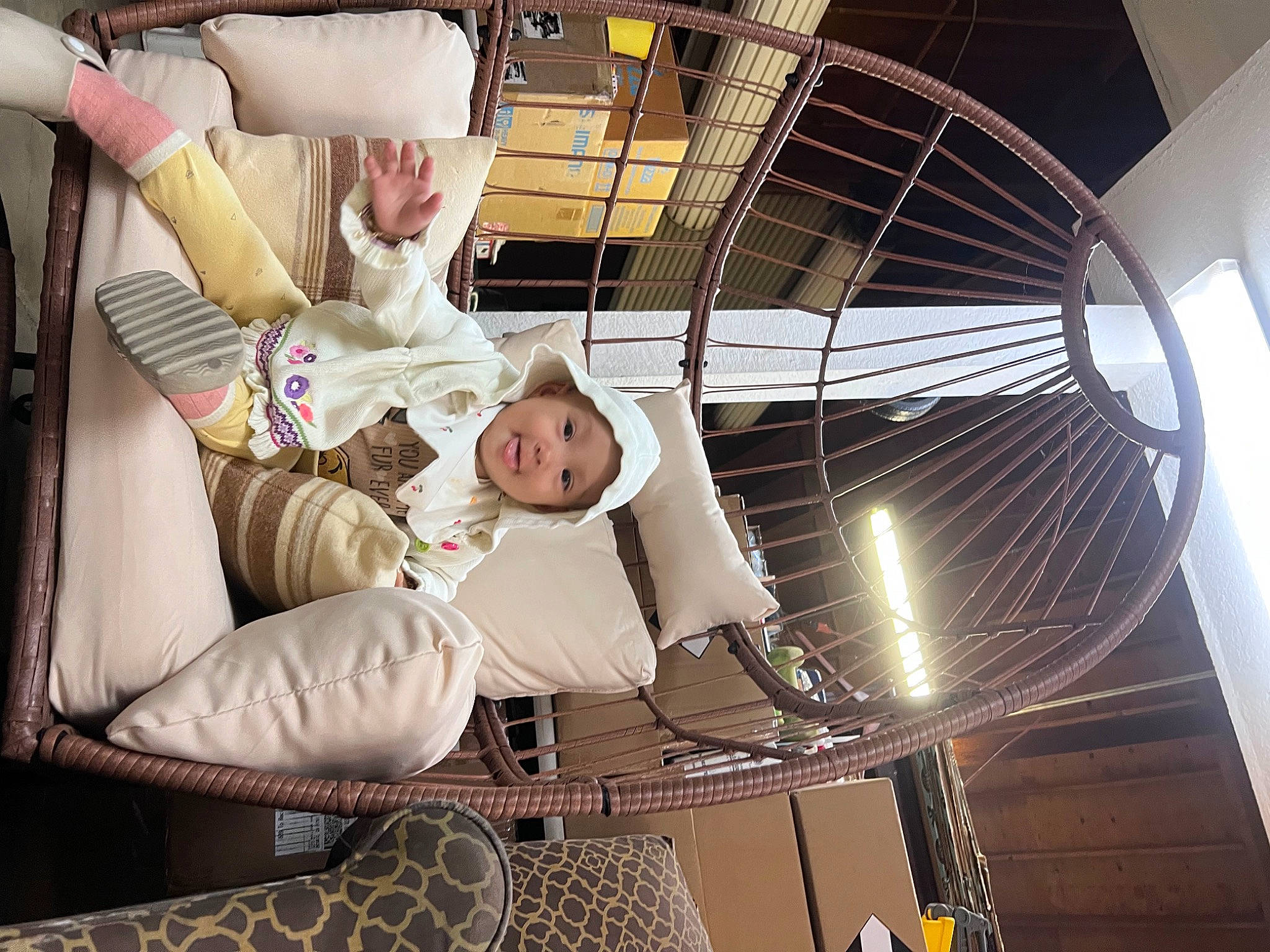 Joanne is registered to the contest to win money with this photo: aerospace_engineering, auto_part, baby, ceiling, circle, comfort, daylighting, engineering, fun, headwear, machine, metal, person, seat_belt, space, steel