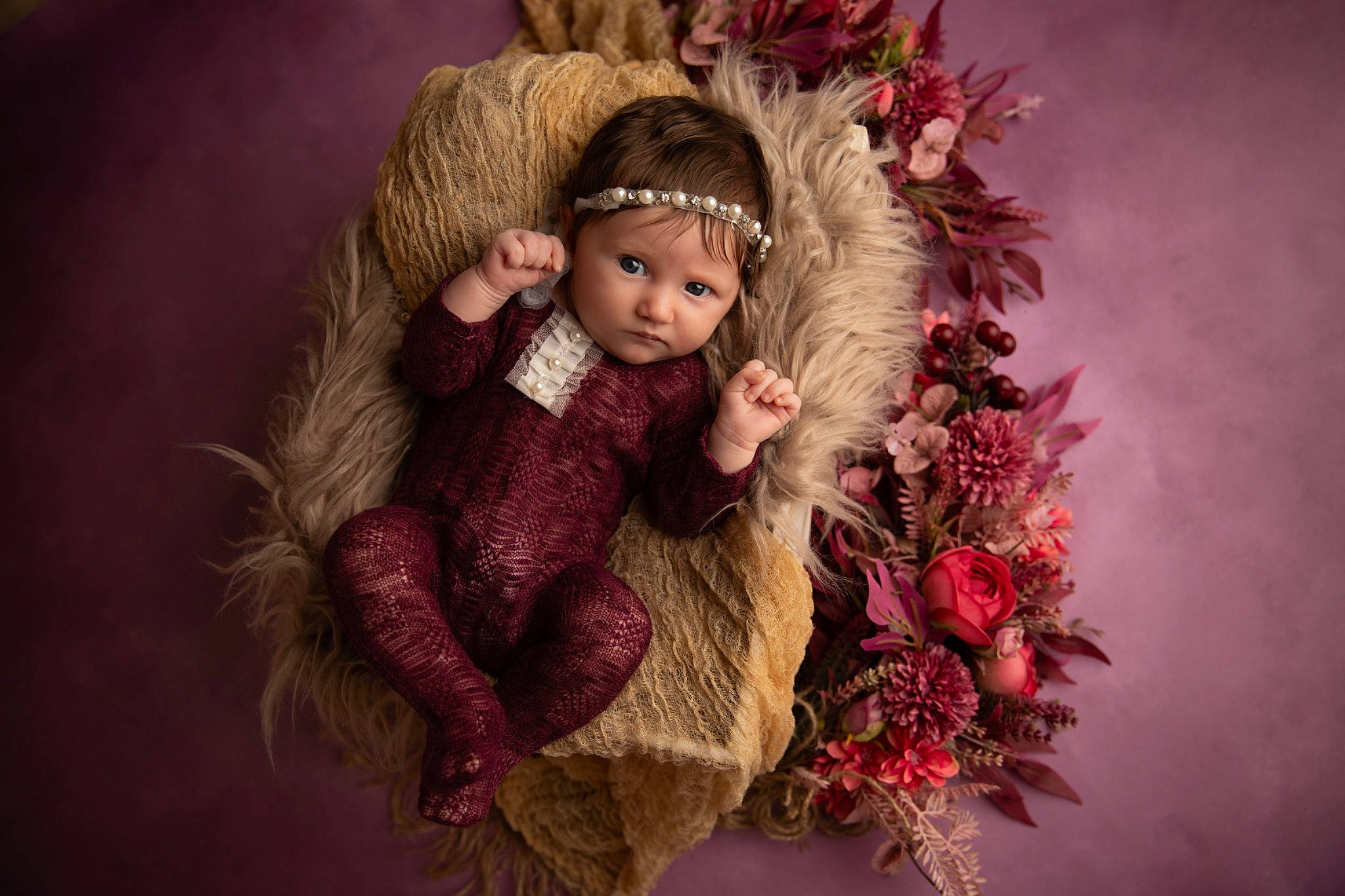 Katalya participe au concours pour gagner de l'argent avec cette photo : doll, dress, embellishment, event, fashion_accessory, fashion_design, flash_photography, flower, flower_arranging, fur, fur_clothing, headgear, headpiece, long_hair, magenta, person, petal, pink, plant, toddler
