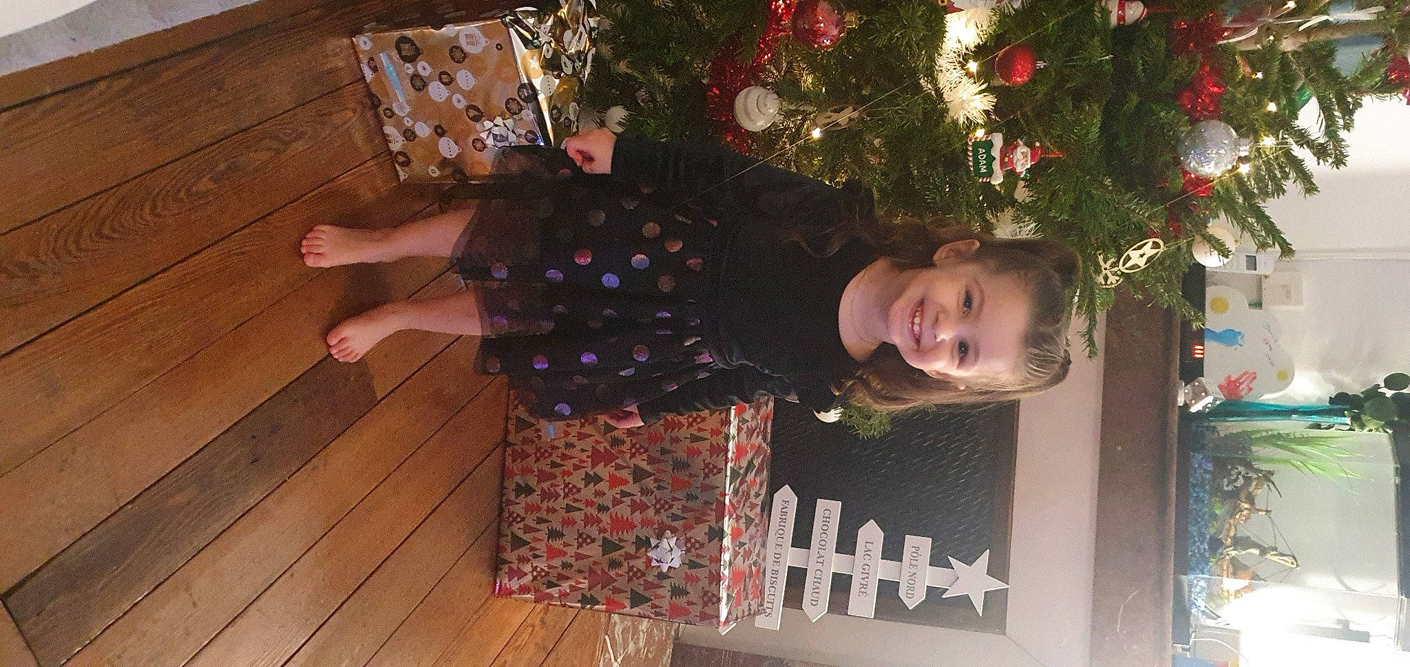 Rose a rejoint le concours — aidez-le/la à gagner de superbes lots ! child, christmas, christmas_decoration, christmas_ornament, christmas_tree, event, flooring, fun, happy, hardwood, holiday, holiday_ornament, joy, leisure, ornament, pattern, person, room, standing, tree