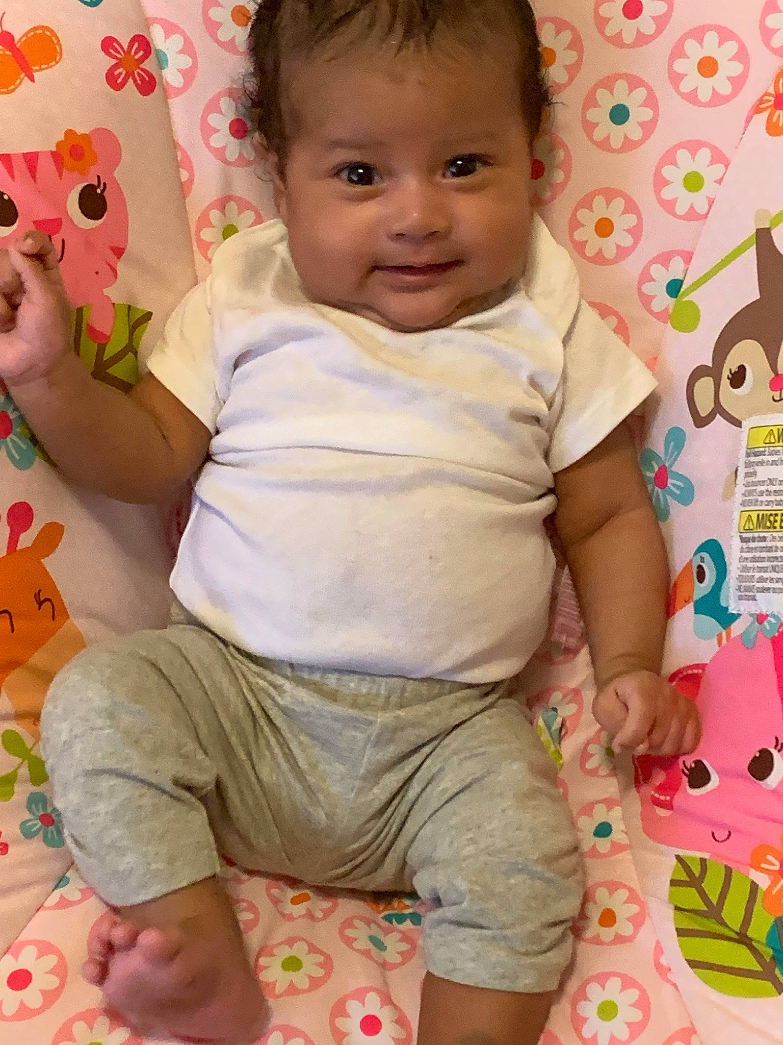 Jazelle joined the competition — help win amazing prizes! baby, baby_toddler_clothing, cheek, child, nap_mat, person, pink, skin, smile, toddler