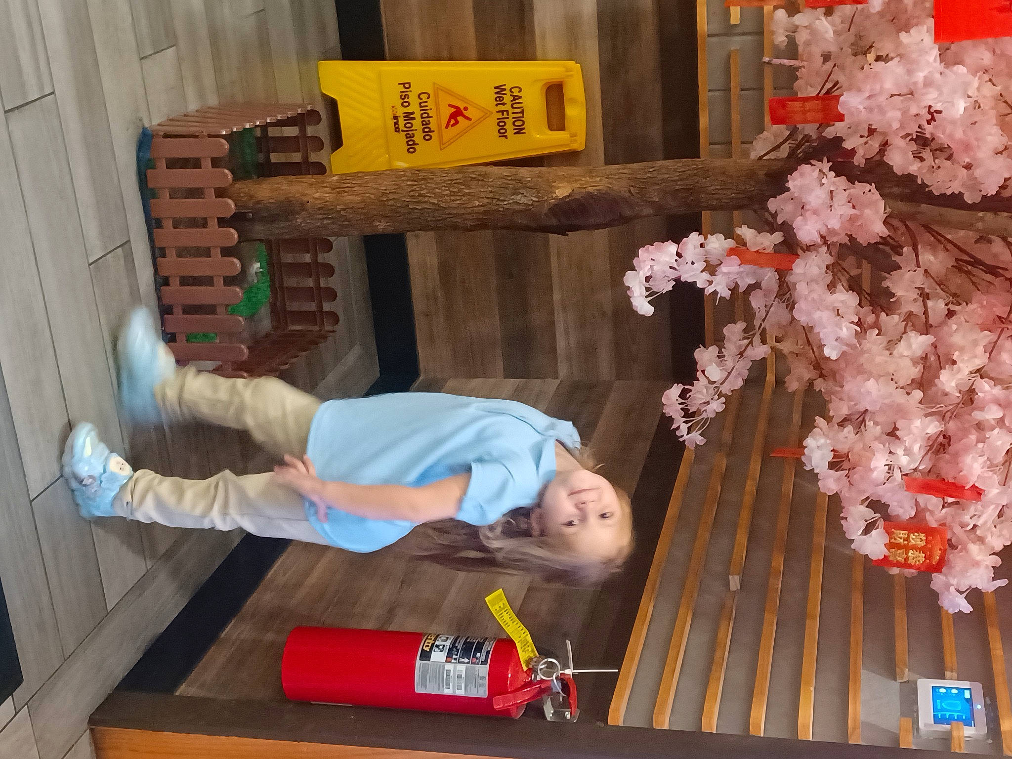 Alivia is registered to the contest to win money with this photo: artificial_flower, blossom, child, cut_flowers, floral_design, flower, flower_arranging, hardwood, joy, leisure, peach, person, petal, room, varnish, wood