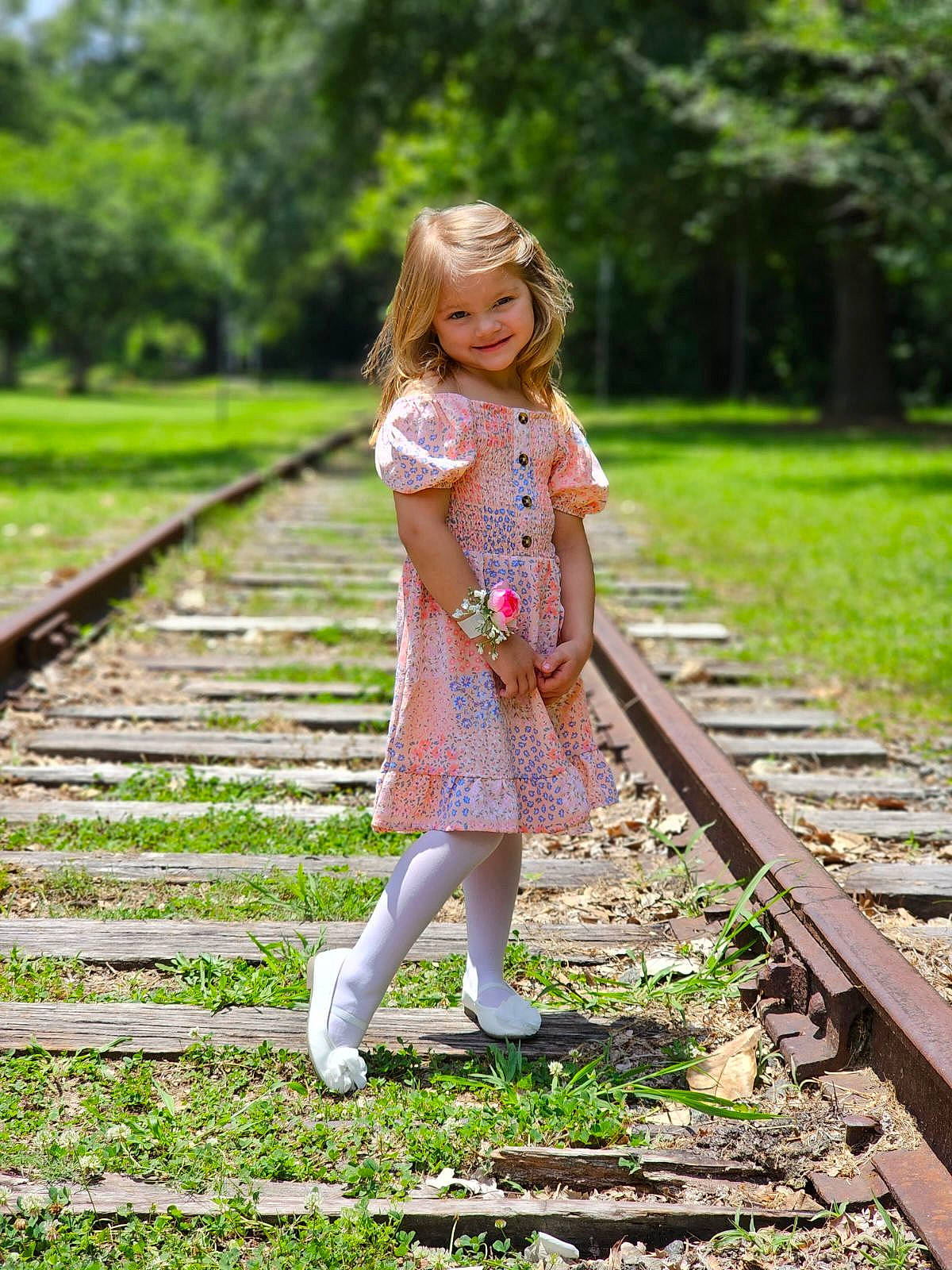 Alivia joined the competition — help win amazing prizes! blond, botany, child, dress, forest, fun, grass, grass_family, happy, joy, leisure, natural_landscape, people_in_nature, person, plant, recreation, sunlight, track, tree, wood