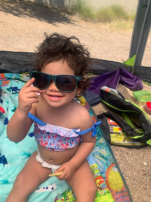 Adelynn joined the competition — help win amazing prizes! black_hair, brassiere, chest, cool, eyewear, fun, glasses, goggles, happy, joy, leisure, person, pink, recreation, summer, sunglasses, swimsuit_top, swimwear, thigh, trunk